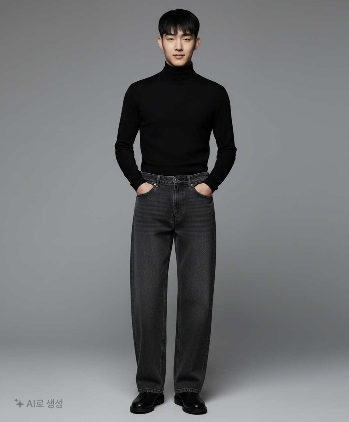 무신사 스탠다드(MUSINSA STANDARD) 와이드 데님 팬츠 [워시드 블랙] 34
