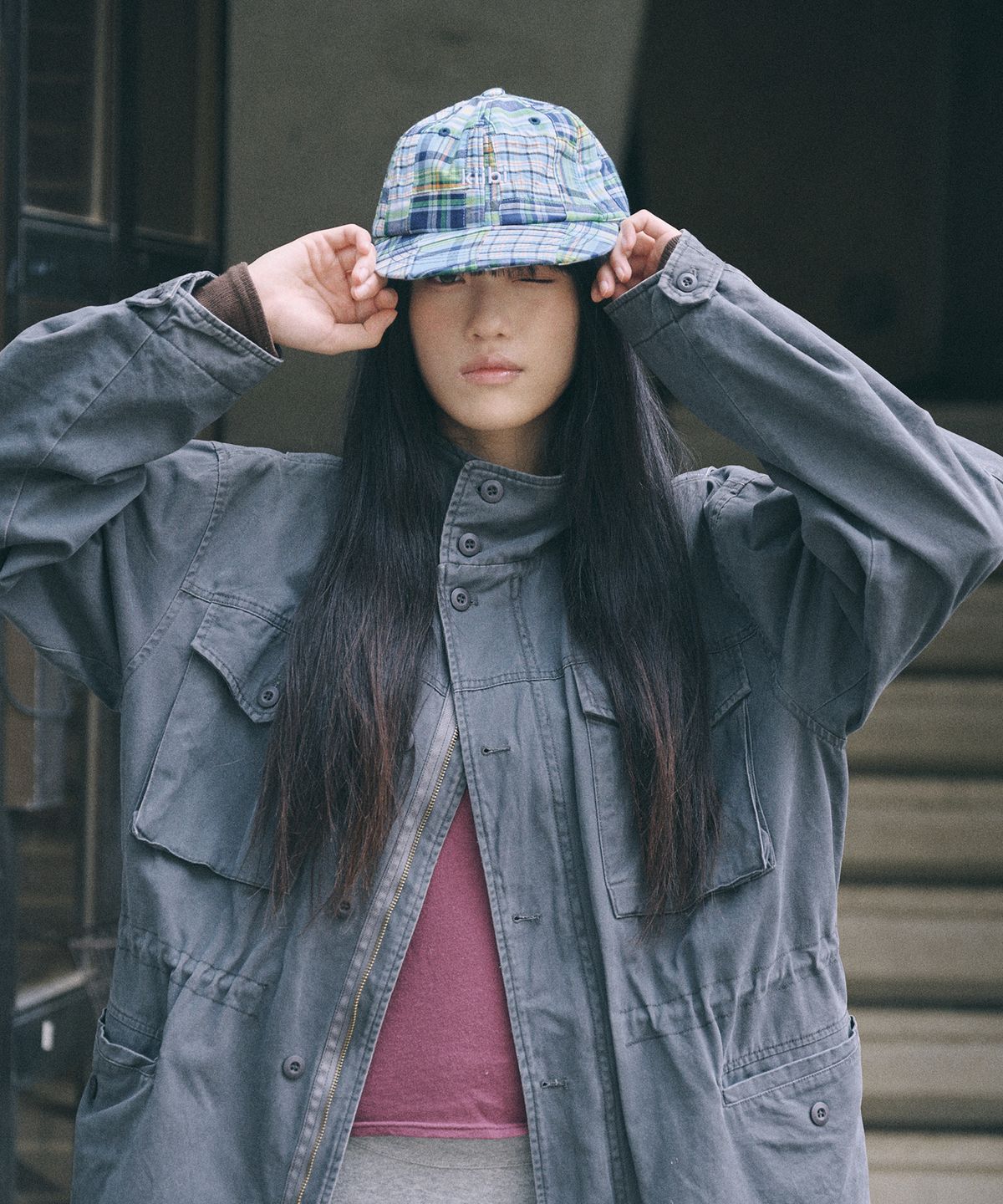 키이비(KIIBI) vintage patchwork cap blue
