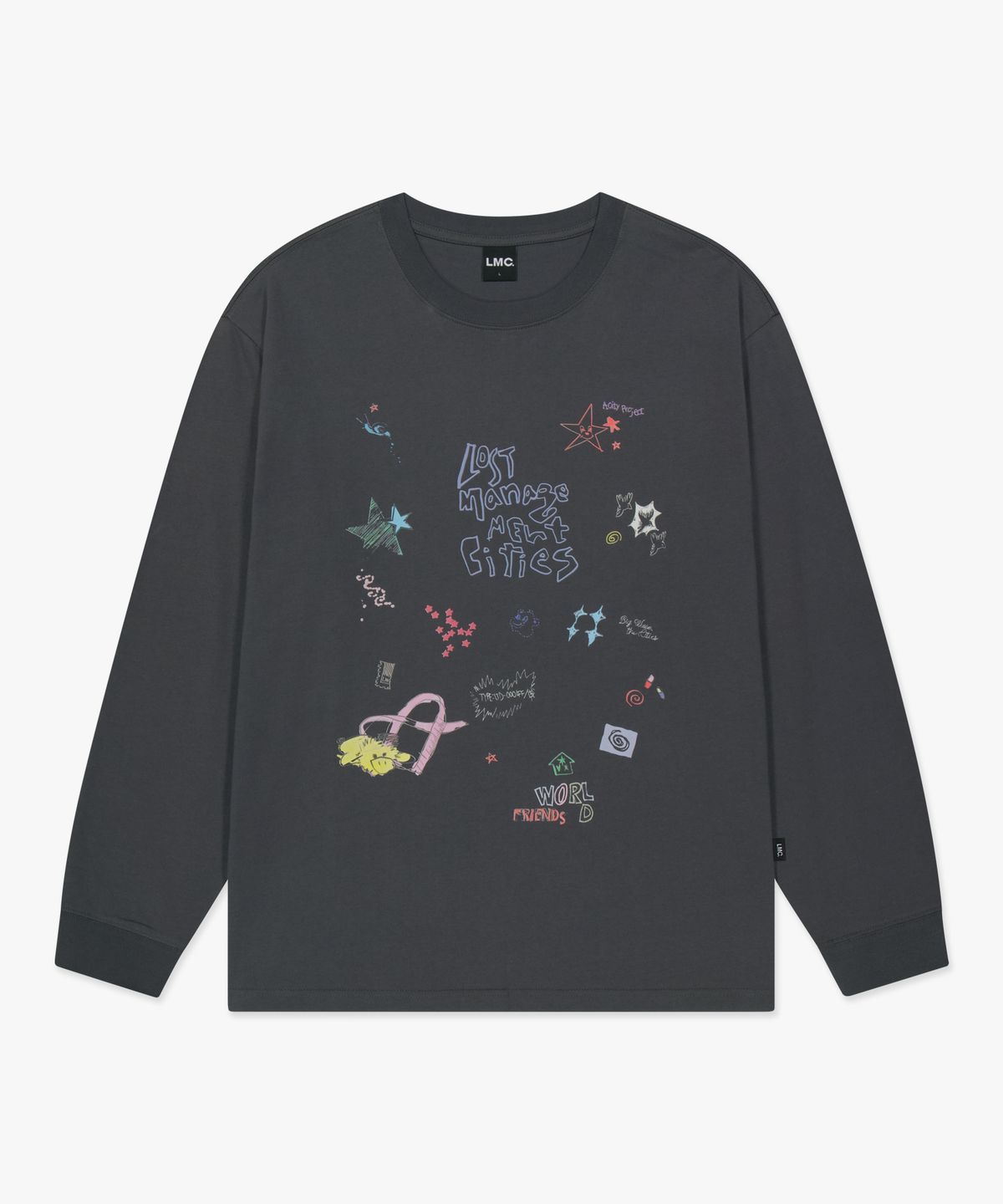 엘엠씨(LMC) PEN DRAWING LONG SLV TEE charcoal
