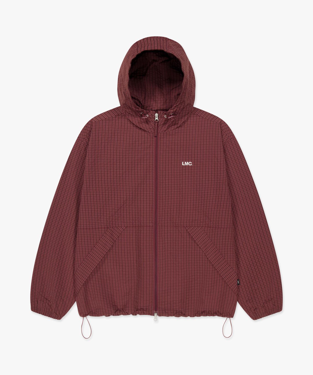 엘엠씨(LMC) CHECK ANORAK HOODIE ZIP JACKET burgundy
