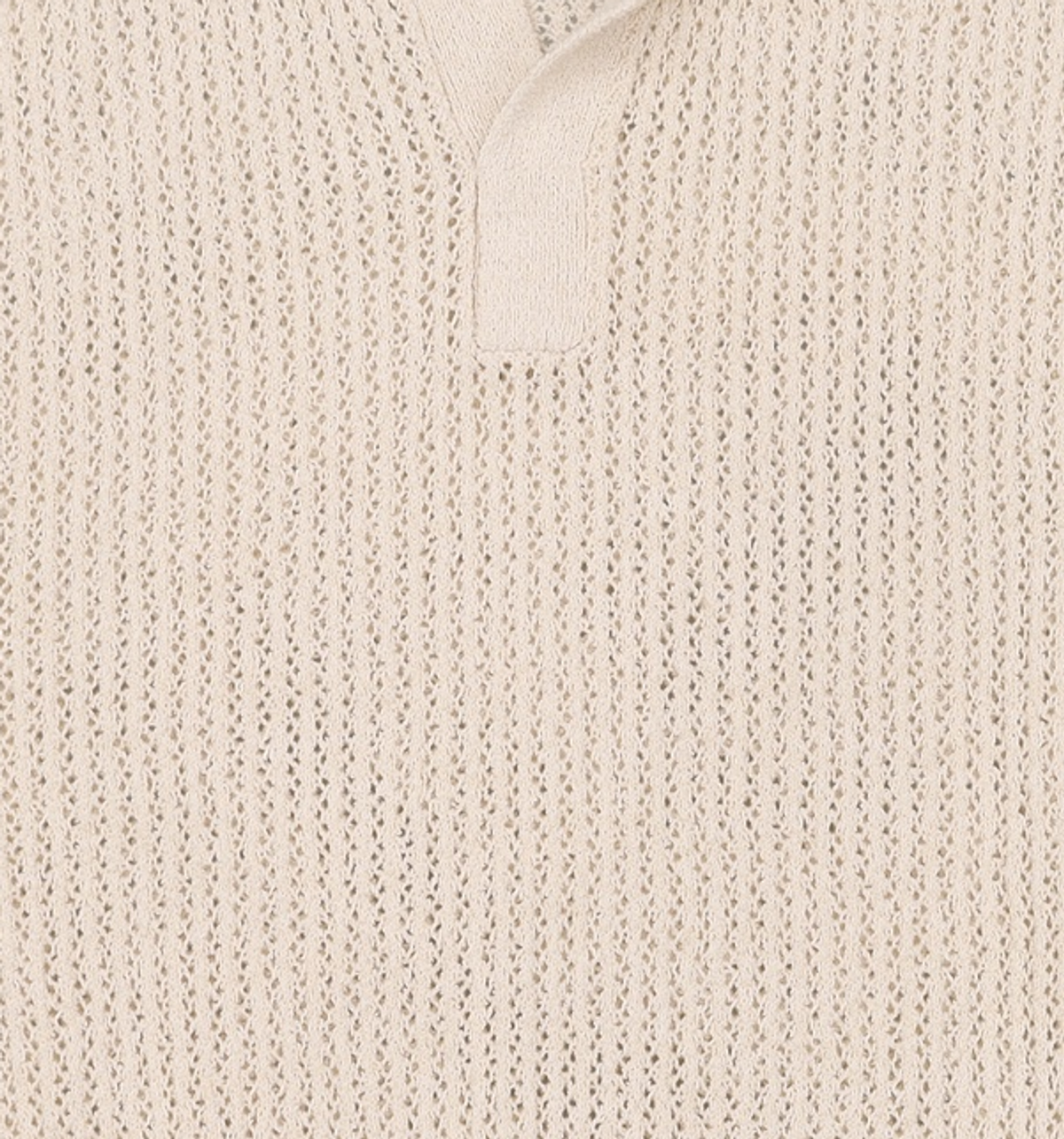 키뮤어(KIIMUIR) 메쉬드 오버핏 부클 오픈 카라 니트_클라우드 크림 L