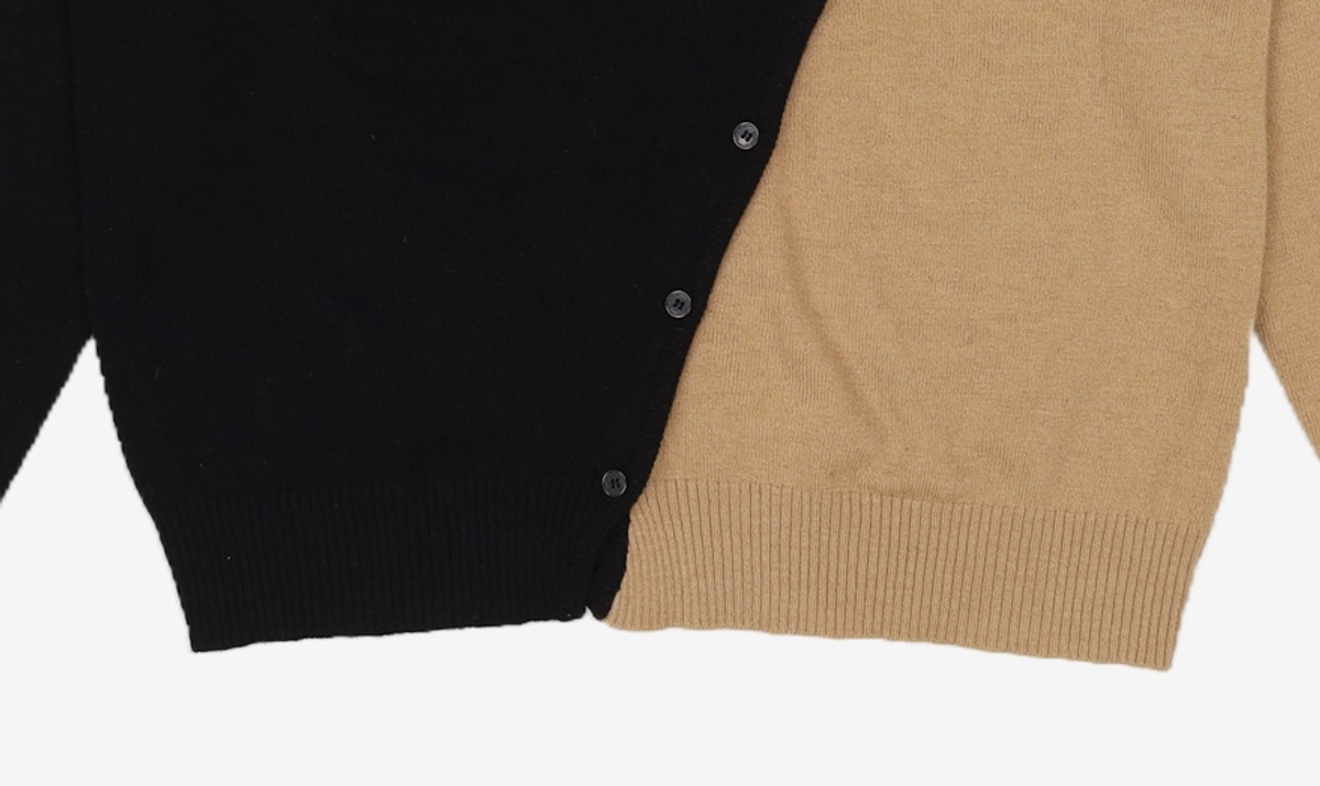 다이애그널(DIAGONAL) CASHMERE UNBALANCE CARDIGAN (BEIGE) XL