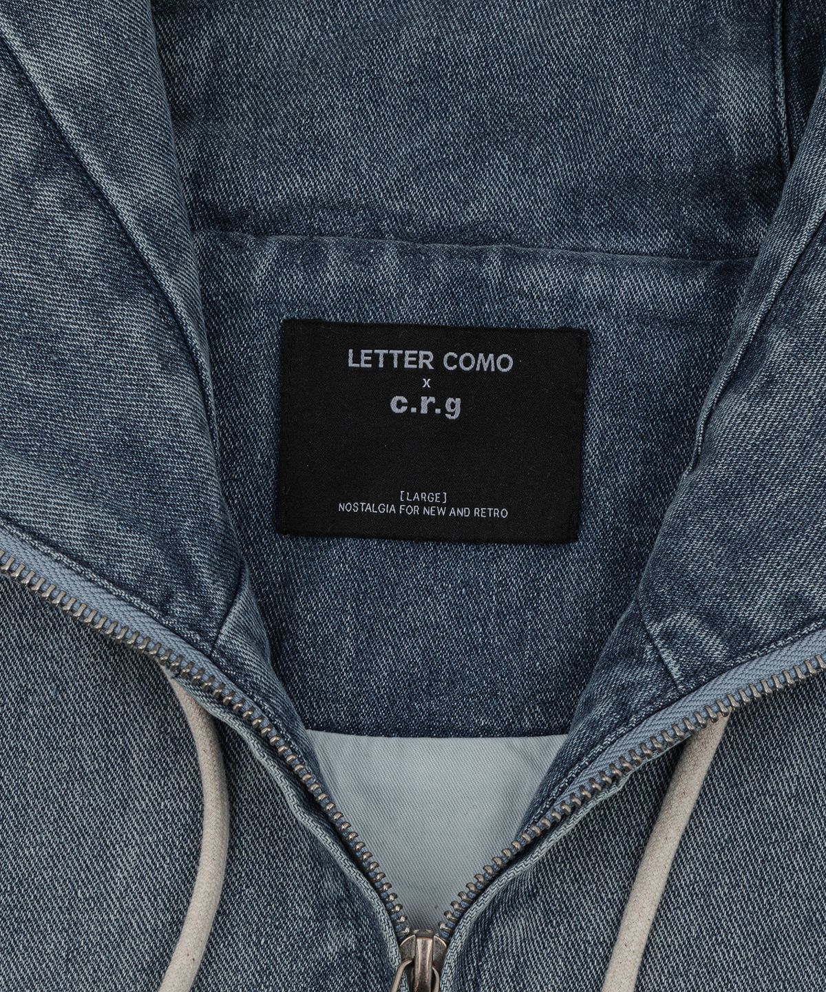 레테르코모(LETTERCOMO) 워시드 데님 후드 집업 어반블루