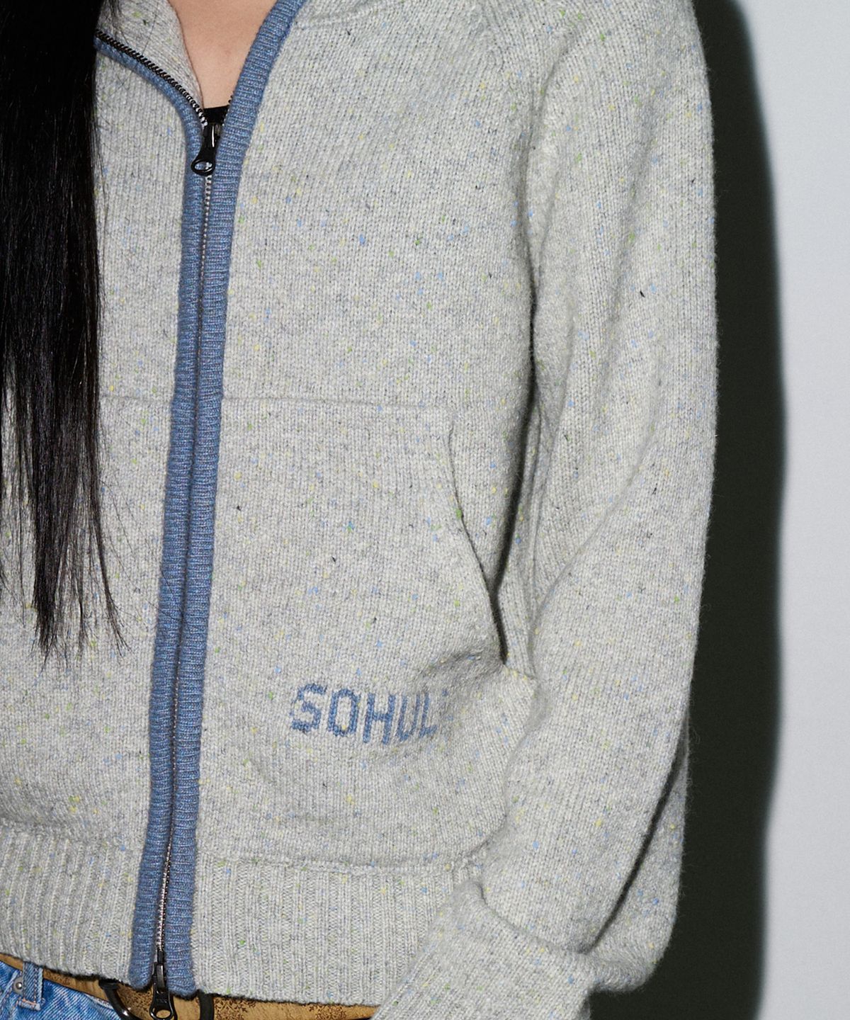 소흘(SOHUL) Blend Knit Zip up (블루 클라우드)