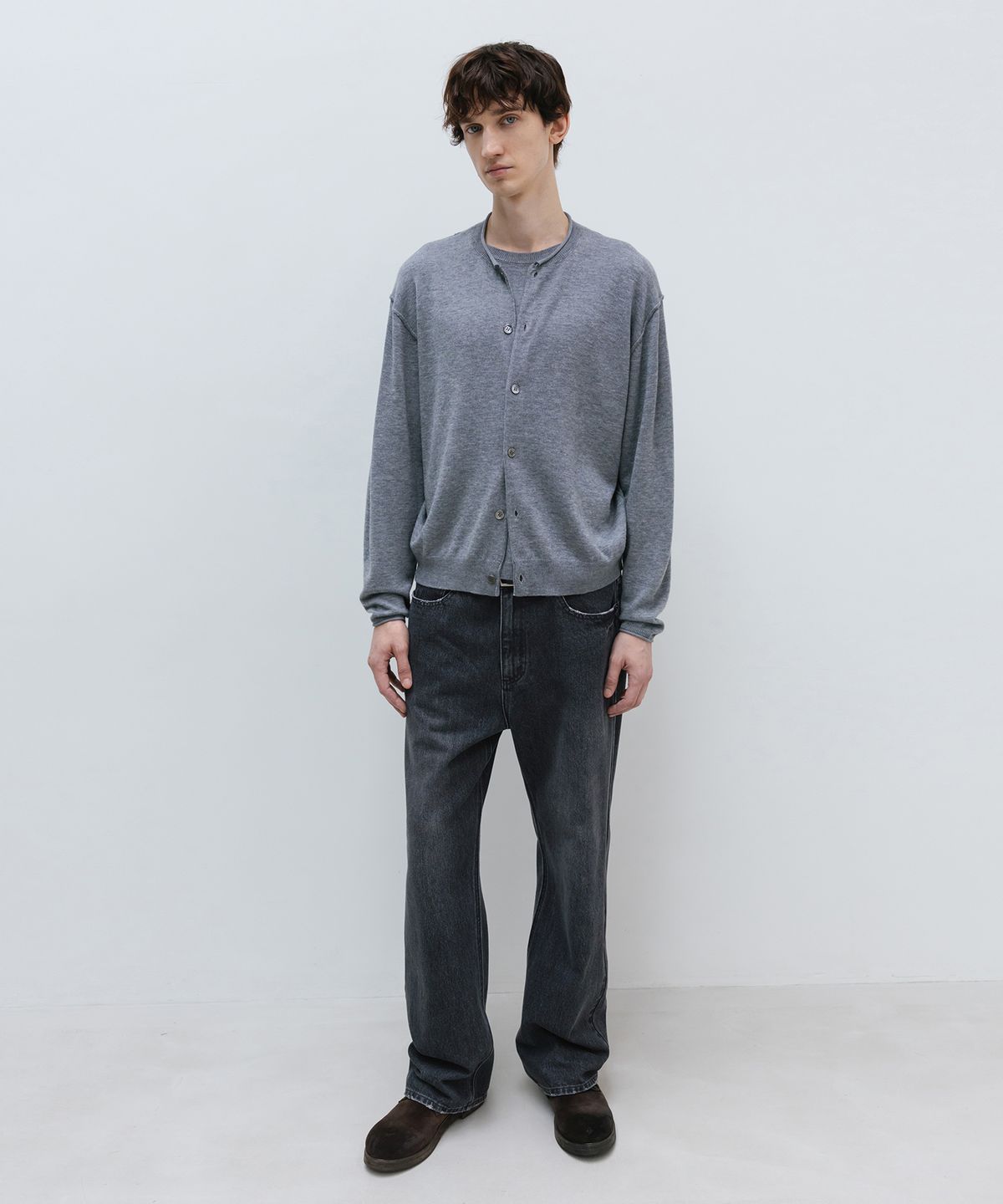 인사일런스(INSILENCE) 울 블렌드 레이어드 카디건 MELANGE GREY