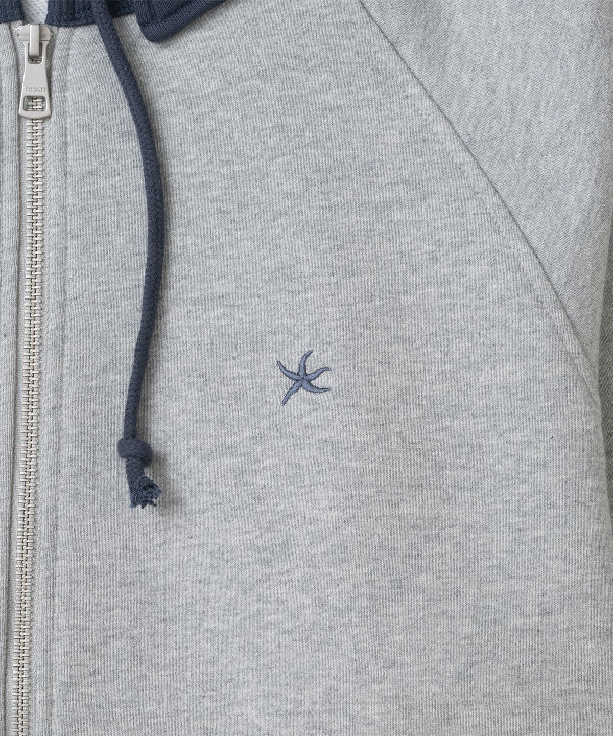 더콜디스트모먼트(THE COLDEST MOMENT) TCM colorblock hooded zip-up (melange grey)