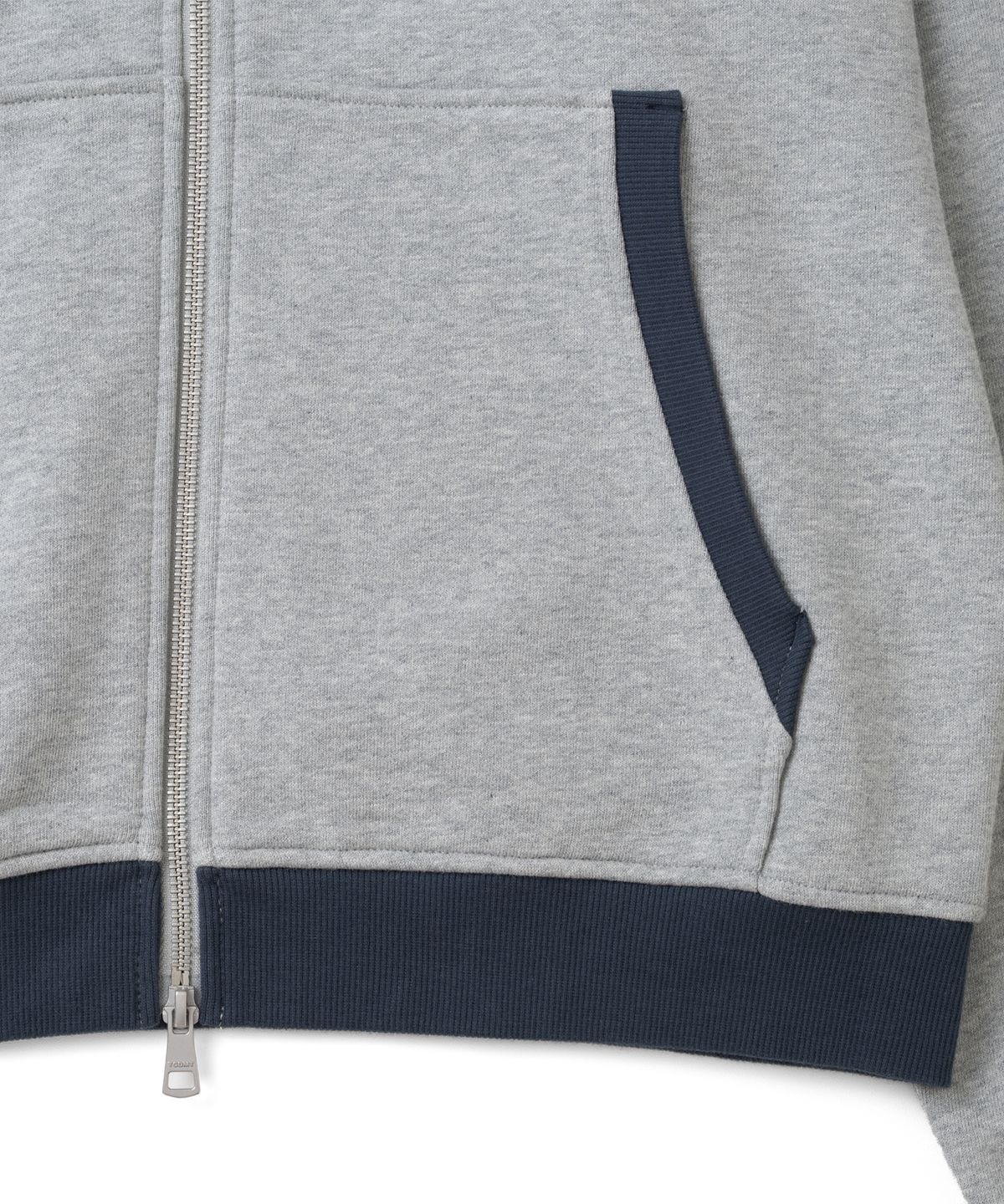 더콜디스트모먼트(THE COLDEST MOMENT) TCM colorblock hooded zip-up (melange grey)