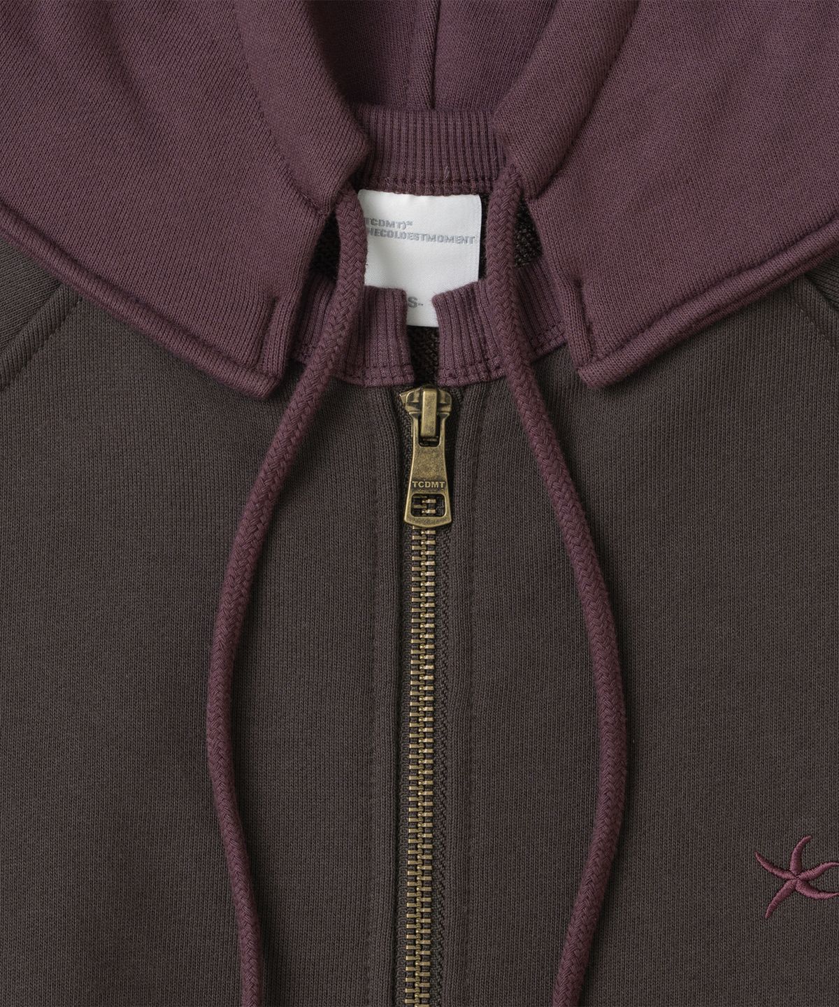 더콜디스트모먼트(THE COLDEST MOMENT) TCM colorblock hooded zip-up (dark brown)