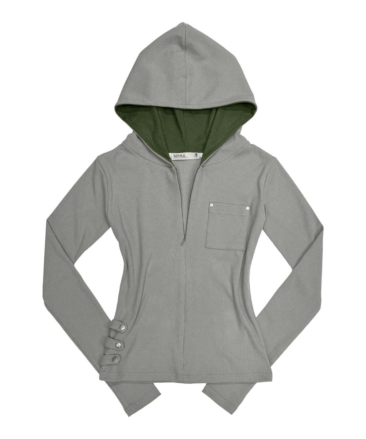 소흘(SOHUL) Skin Belt Half Hood Zip (카키 브라운)