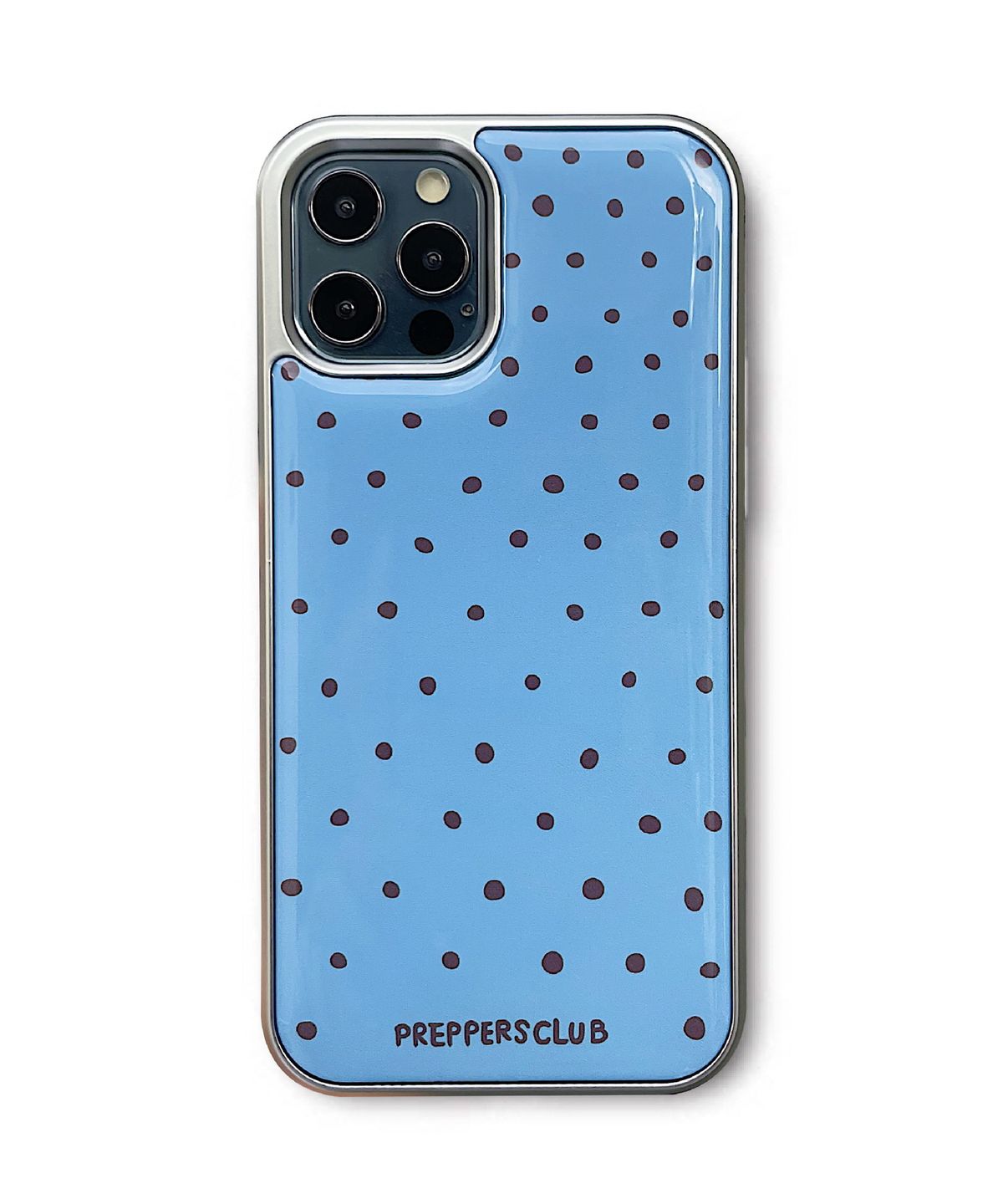 프레퍼스클럽(PREPPERS CLUB) 블루 브라운 도트 폰케이스