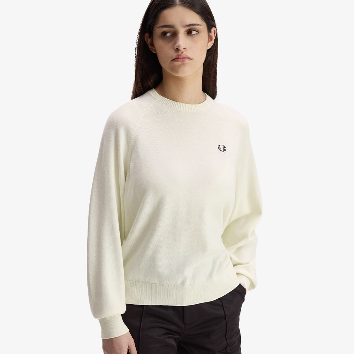 프레드페리(FRED PERRY) [Womens] 오버사이즈드 크루넥 니트 - 에크루 AFPF2G33140-560