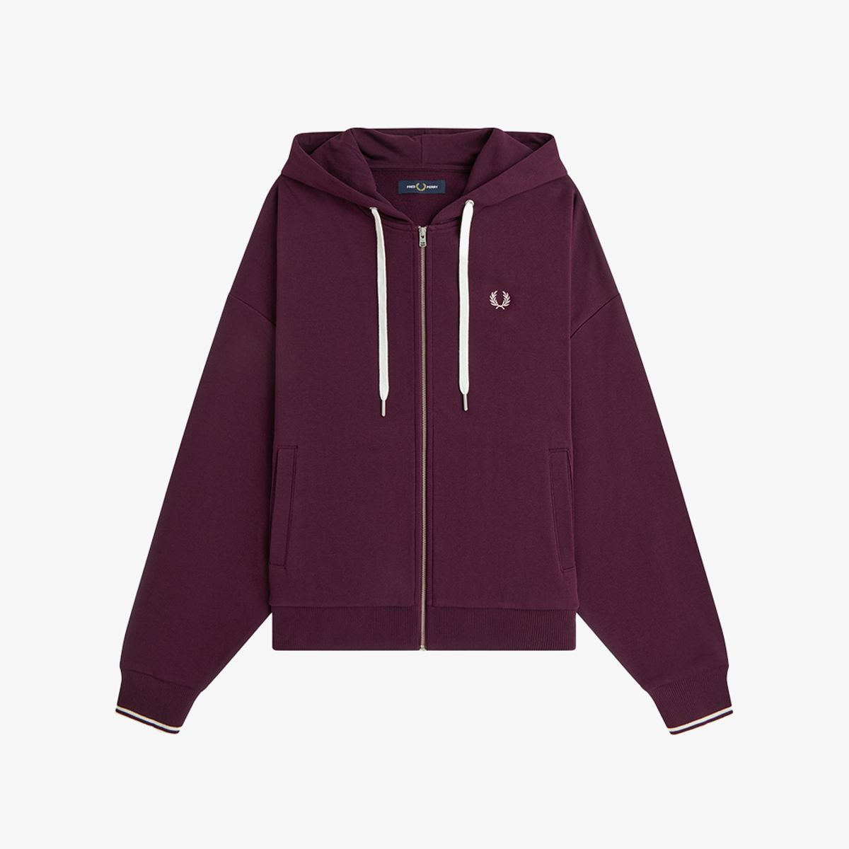 프레드페리(FRED PERRY) [Womens] 오버사이즈드 후드 집 스루 스웻셔츠 - 플럼 AFPF2G33134-37C