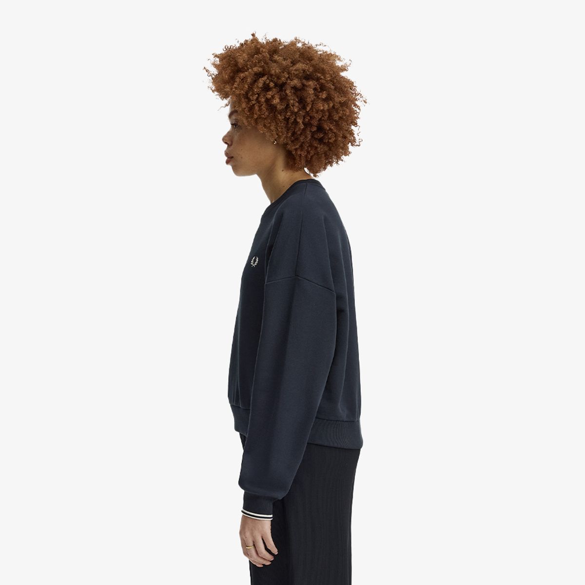 프레드페리(FRED PERRY) [Womens] 오버사이즈드 팁드 스웻셔츠 - 네이비/화이트 AFPF2G31148-608