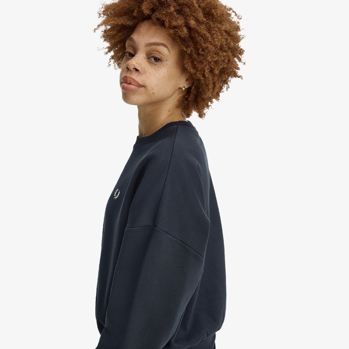 프레드페리(FRED PERRY) [Womens] 오버사이즈드 팁드 스웻셔츠 - 네이비/화이트 AFPF2G31148-608