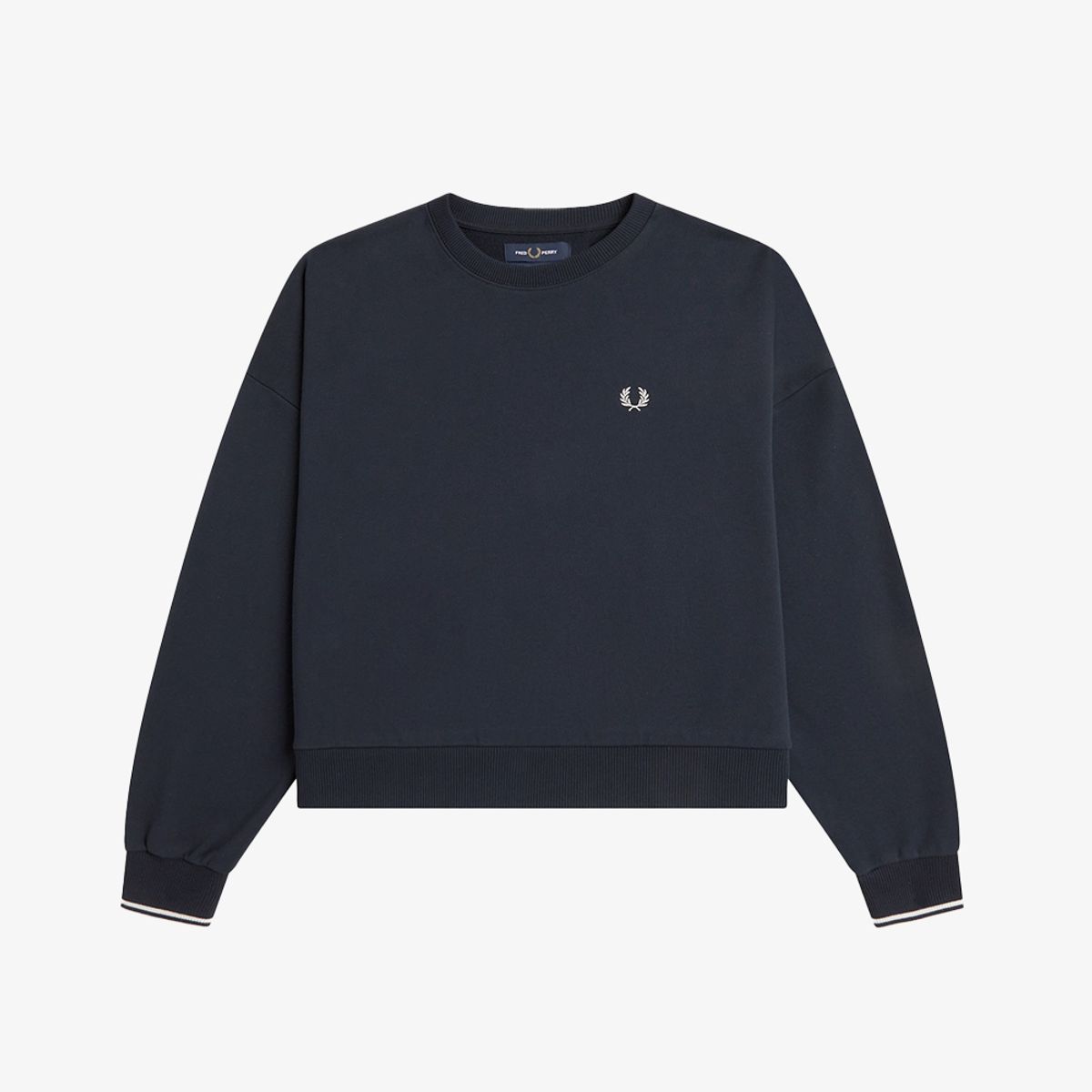프레드페리(FRED PERRY) [Womens] 오버사이즈드 팁드 스웻셔츠 - 네이비/화이트 AFPF2G31148-608