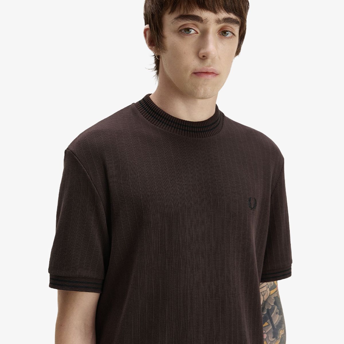 프레드페리(FRED PERRY) [Sharp] 립 저지 티셔츠 - 리치브라운 AFPM2G38679-33C