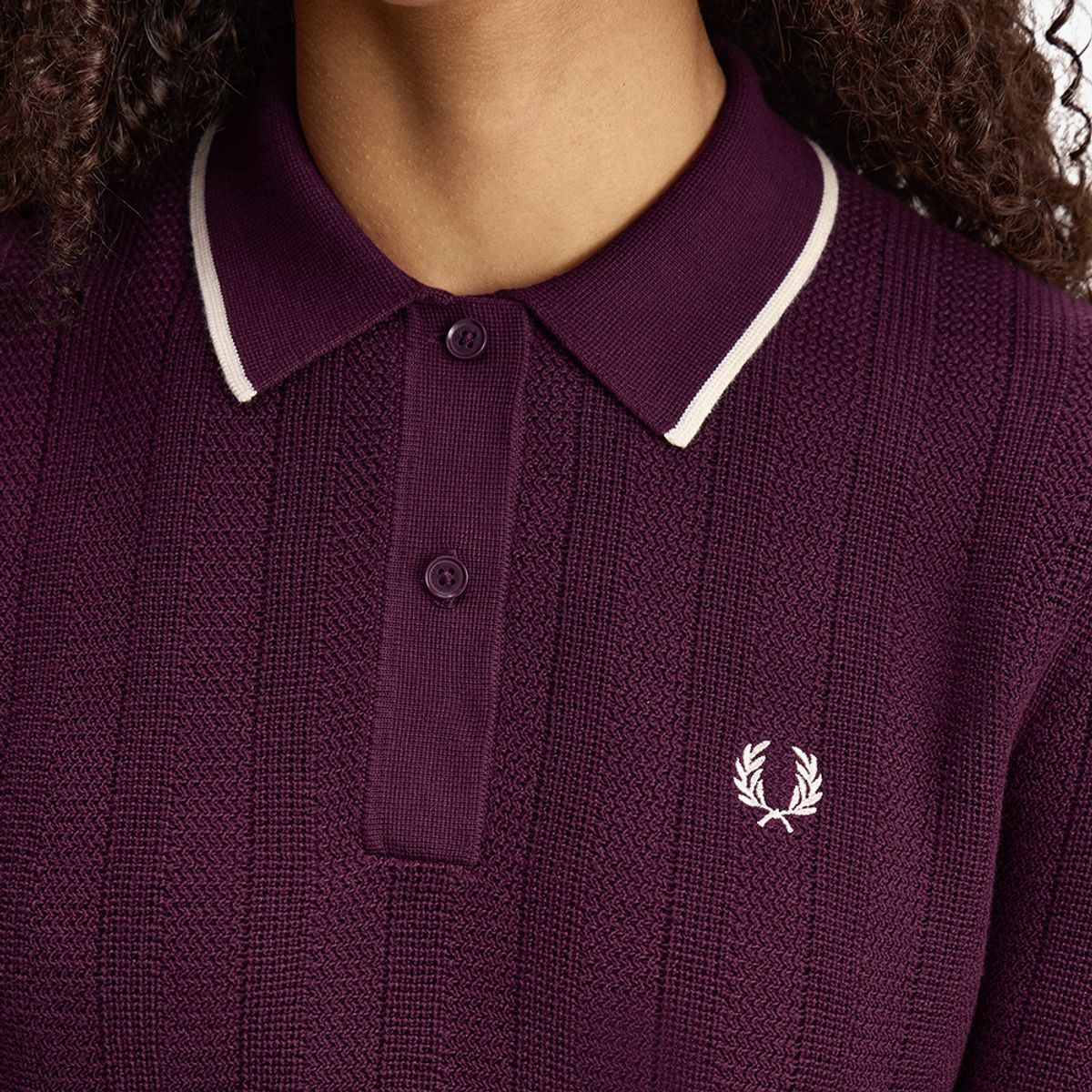 프레드페리(FRED PERRY) [Womens] 텍스쳐드 니트 셔츠 - 플럼 AFPF2G33126-37C