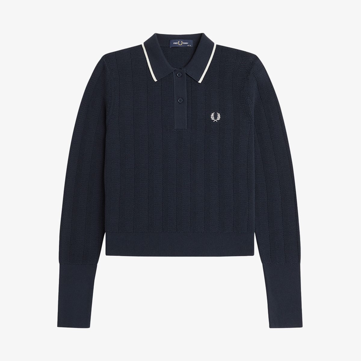 프레드페리(FRED PERRY) [Womens] 텍스쳐드 니트 셔츠 - 네이비/화이트 AFPF2G33126-608