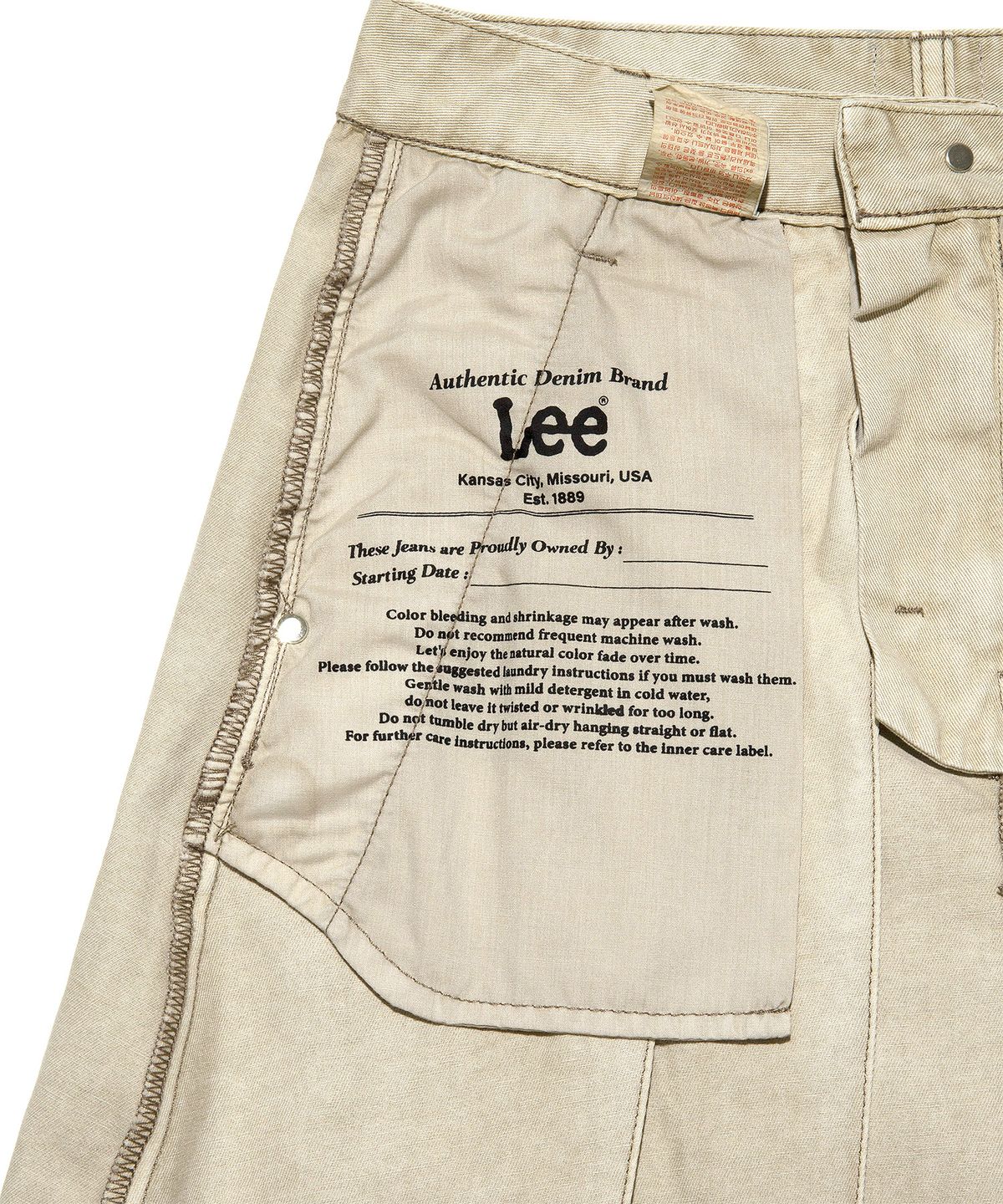 리(LEE) 우먼 코튼 미디 플리츠 스커트 베이지