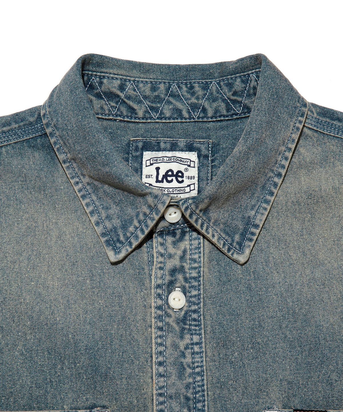 리(LEE) 투포켓 데님 워싱 셔츠 인디고 라이트