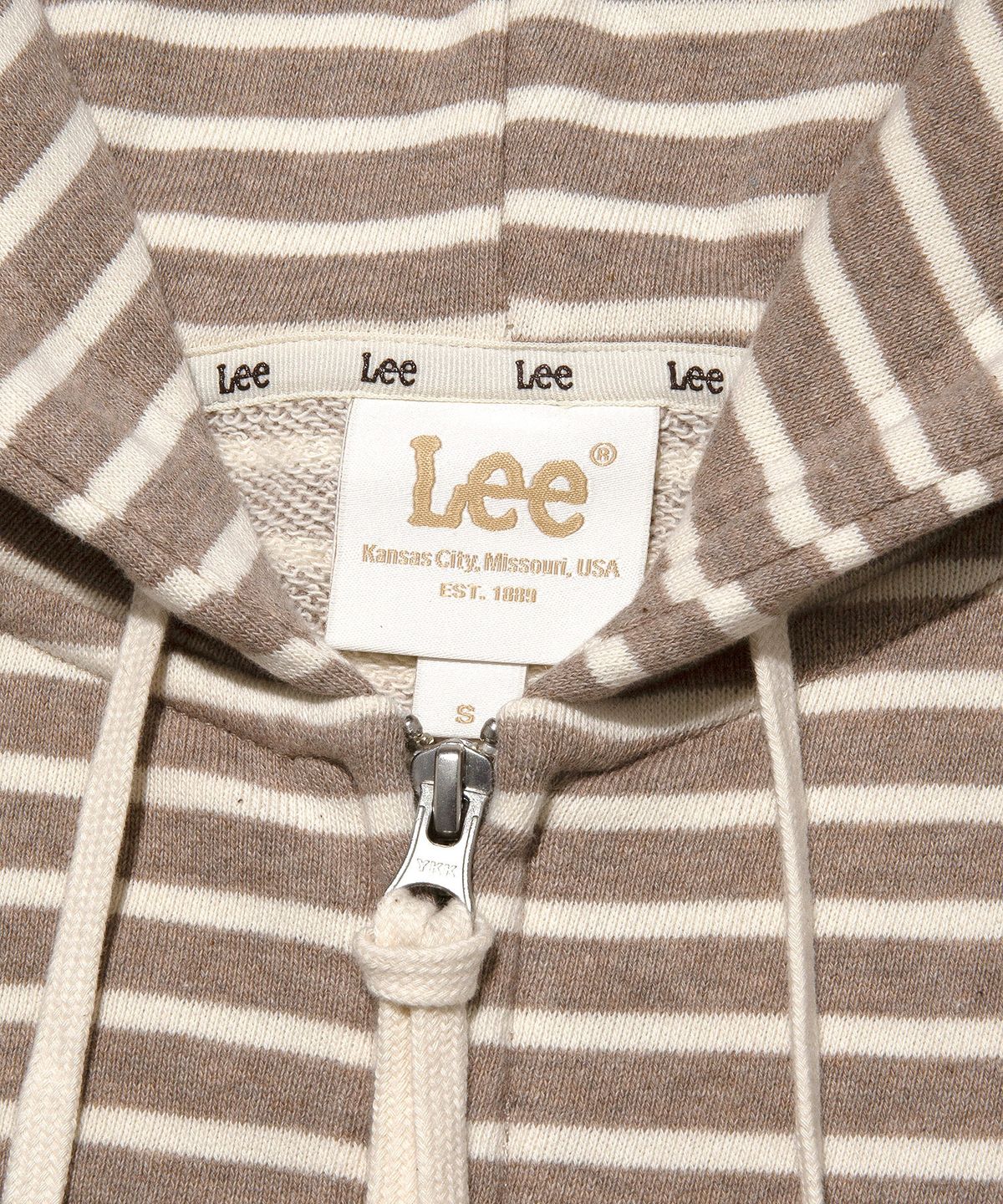 리(LEE) 우먼 스트라이프 후드 집업 베이지