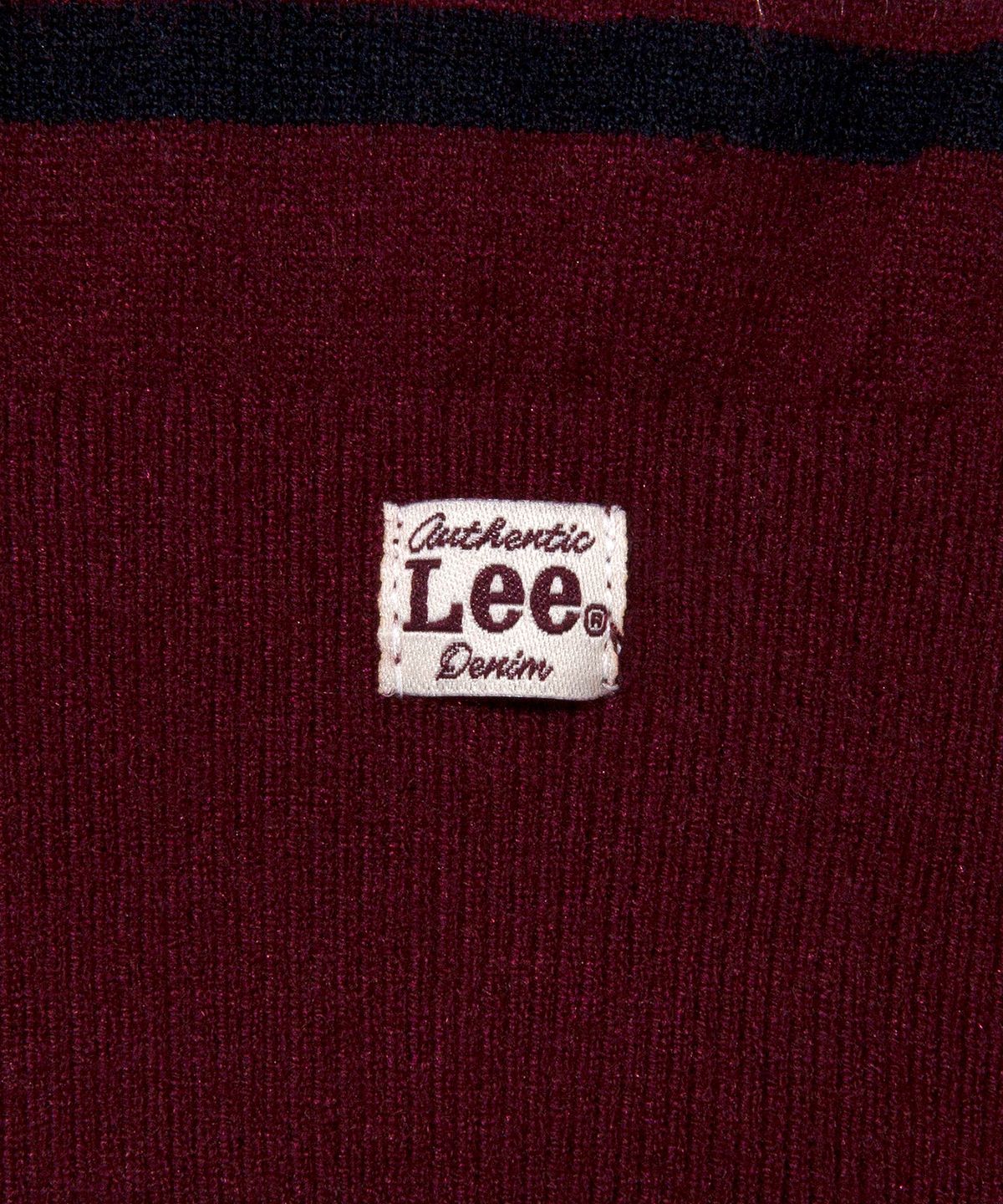 리(LEE) 우먼 스트라이프 라운드 가디건 버건디