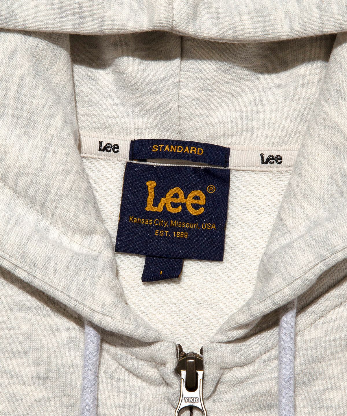 리(LEE) 펠트 트위치 로고 후드 집업 오트밀