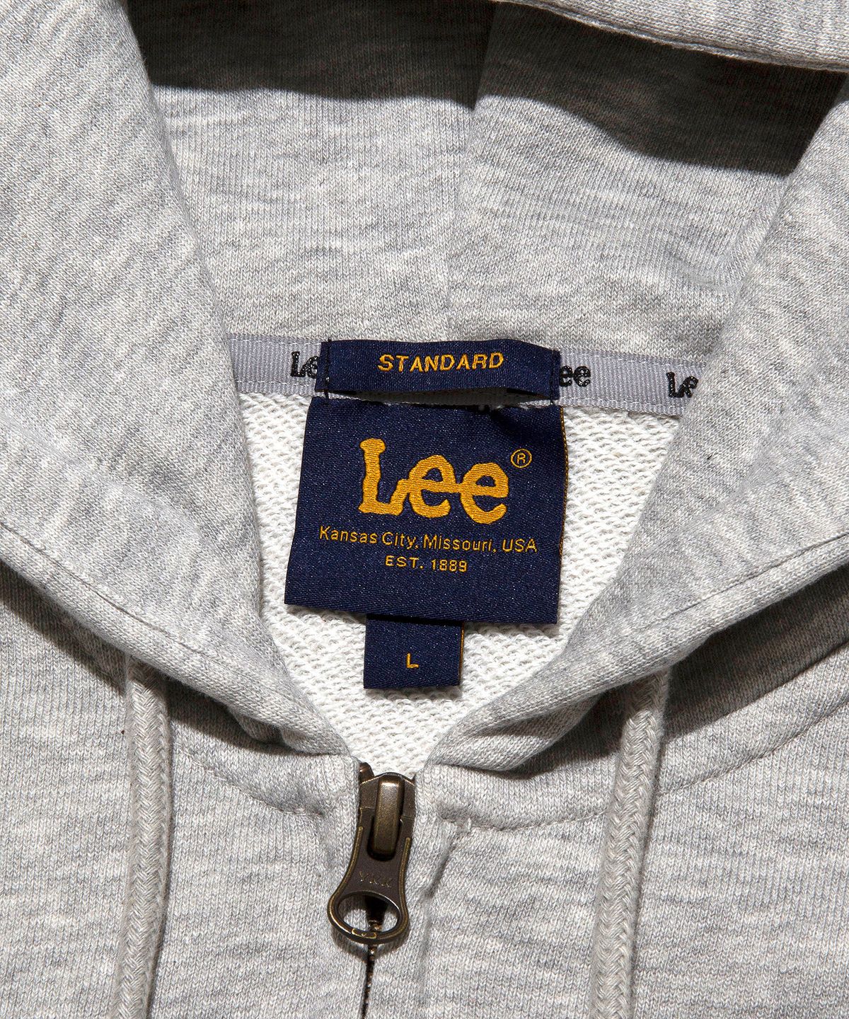 리(LEE) 펠트 트위치 로고 후드 집업 그레이
