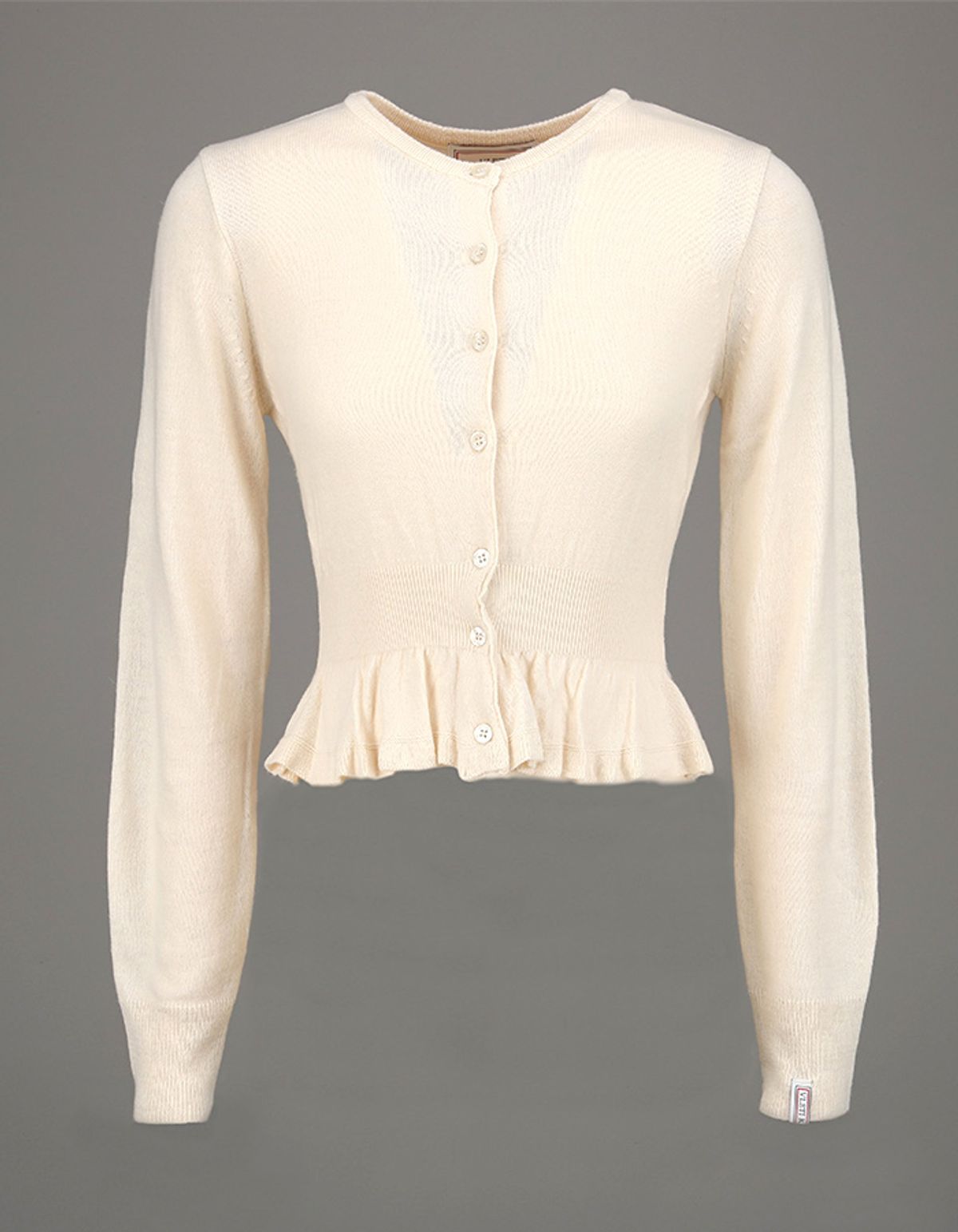 블레티(VLETI) Round Slim frill Knit Cardigan (Cream)
