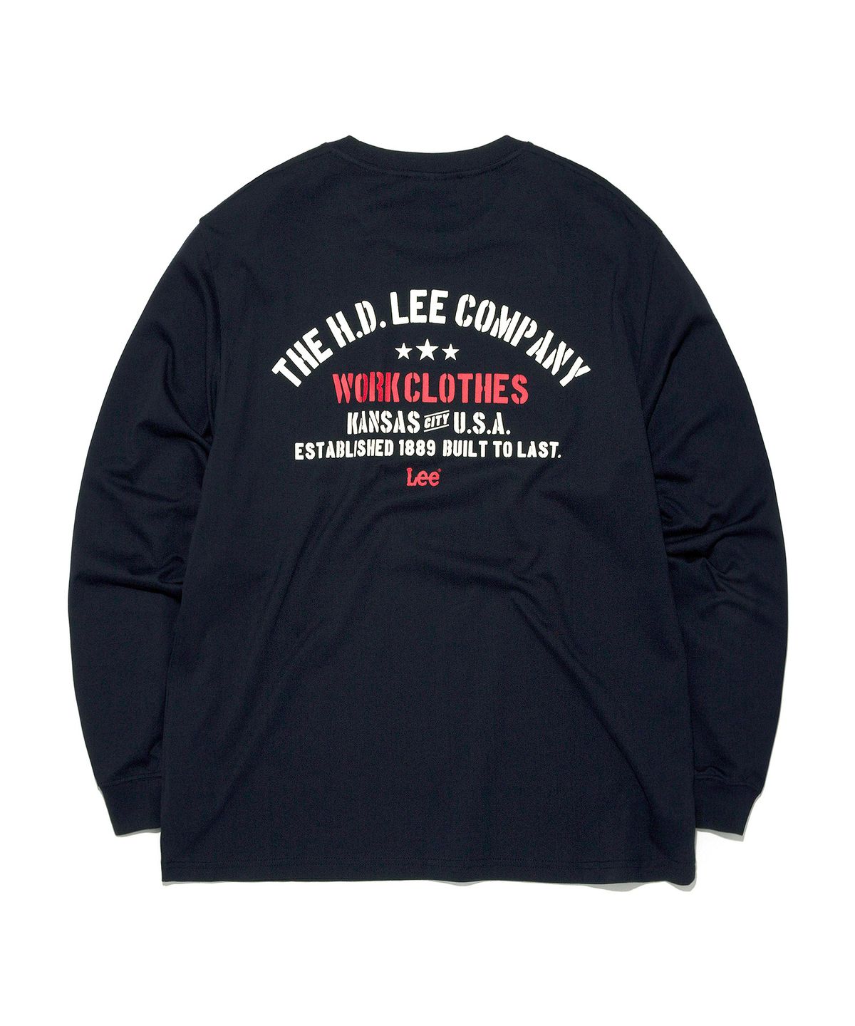리(LEE) 타이포 로고 긴팔 티셔츠 네이비