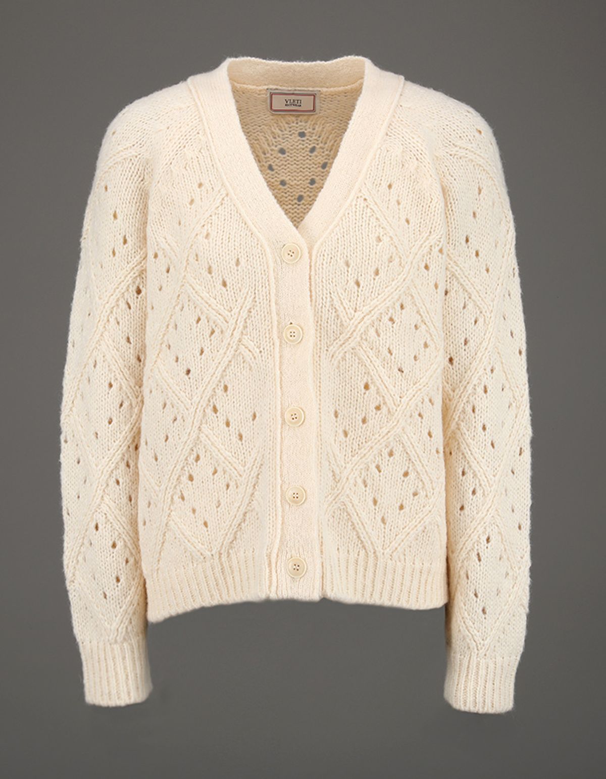 블레티(VLETI) Alpaca Punching Knit Cardigan (Cream)