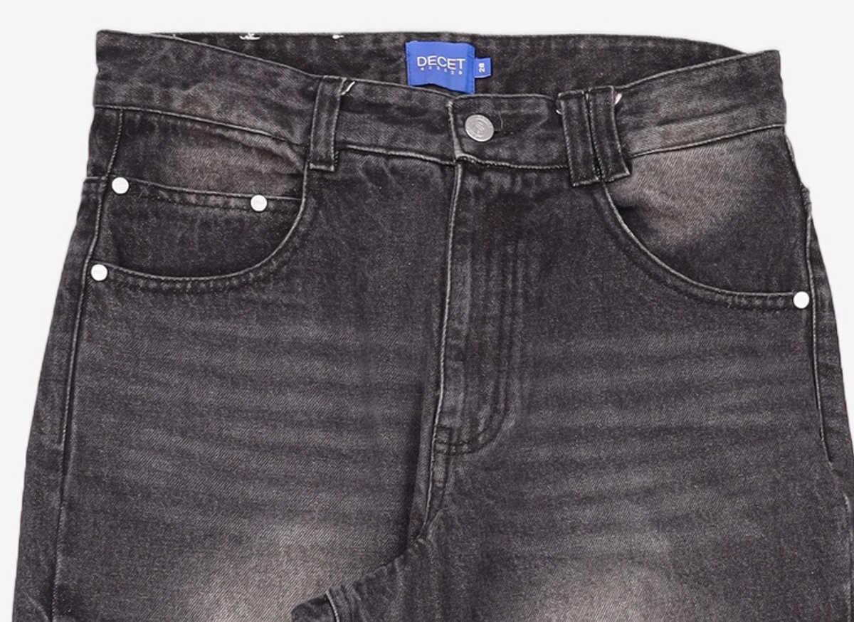 데케트(DECET) Mid Rise Wide Jeans DCPT027AshBlack 28