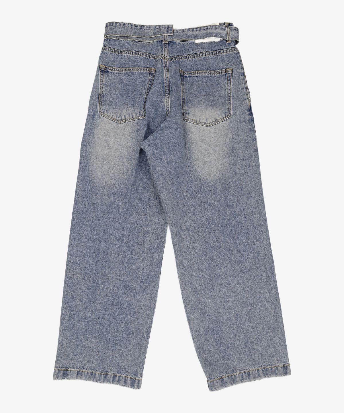 메종미네드(MAISON MINED) BELTED ONE TUCK WIDE DENIM L/BLUE 46