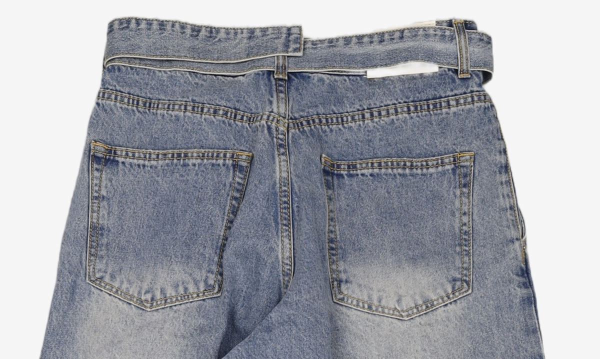 메종미네드(MAISON MINED) BELTED ONE TUCK WIDE DENIM L/BLUE 46
