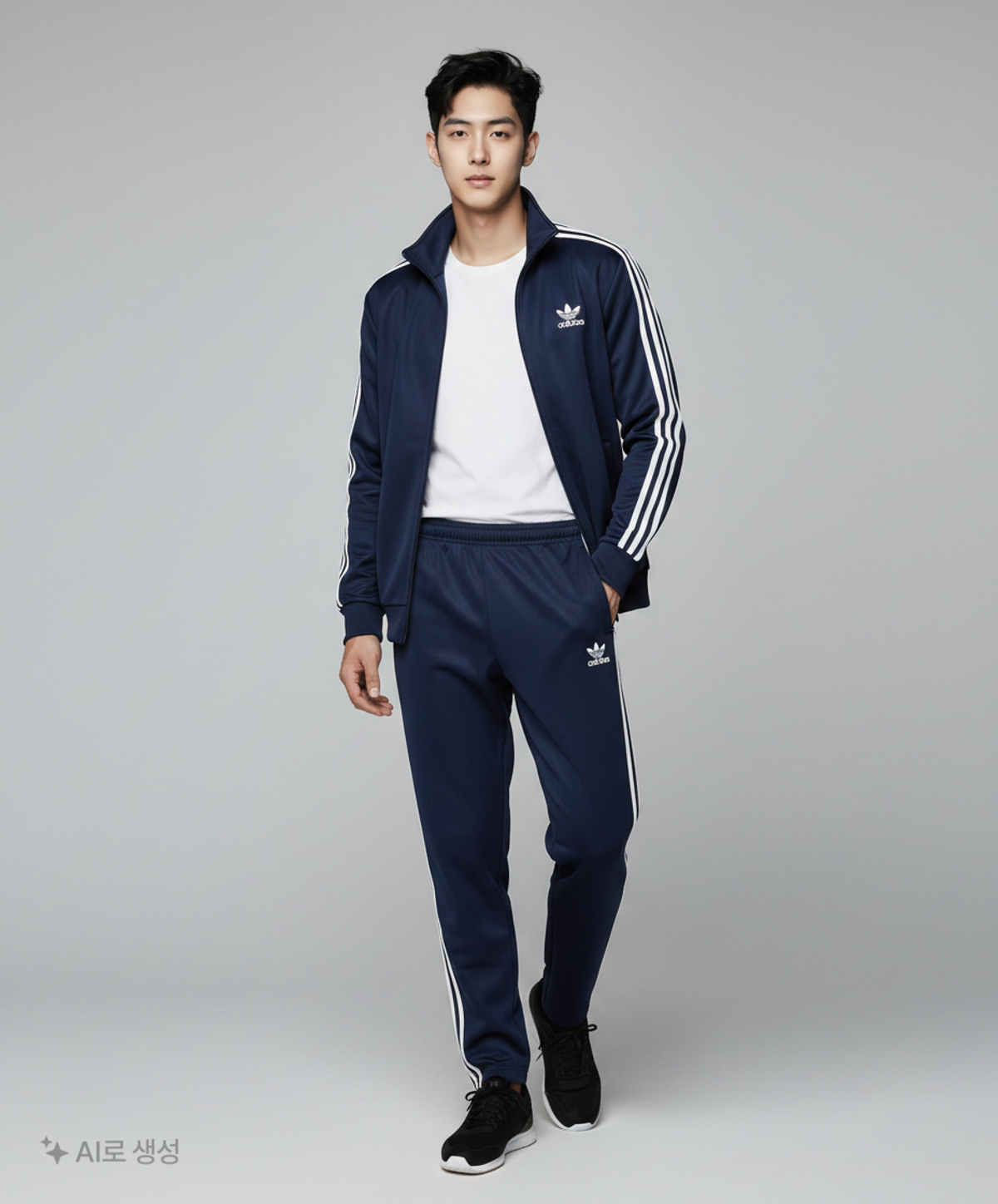 아디다스(ADIDAS) 에센셜 3S 윈드 팬츠 - 네이비:화이트 / DU0453 S