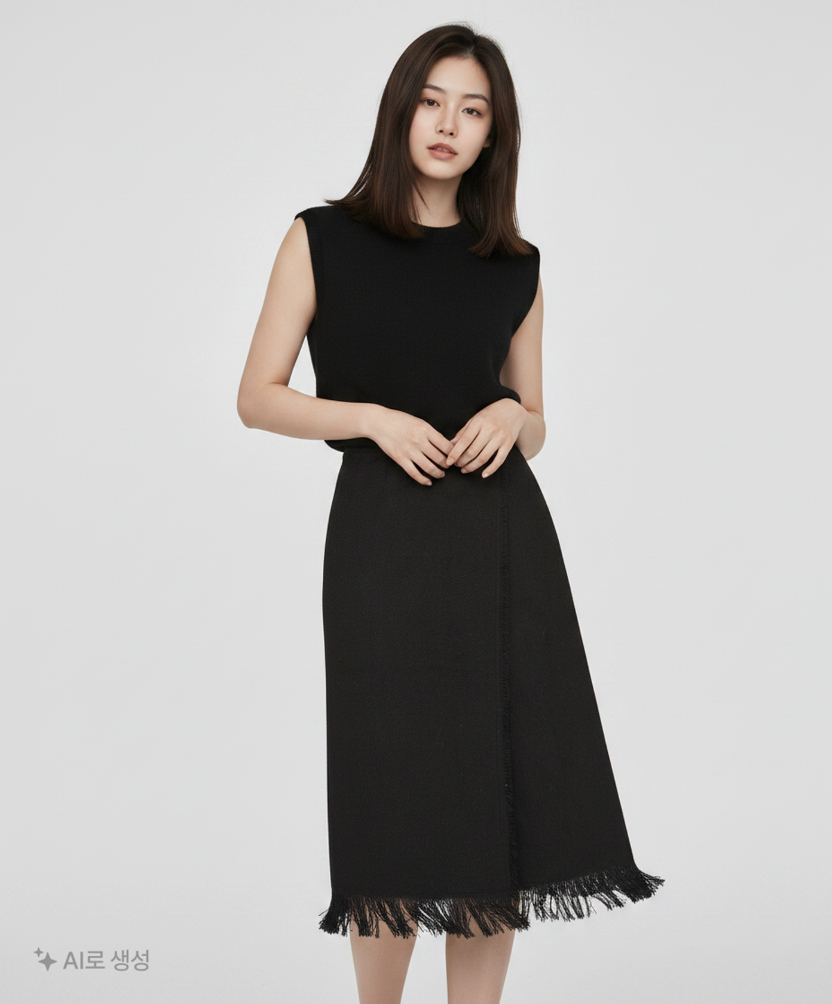 다이애그널(DIAGONAL) fringe tweed skirt L