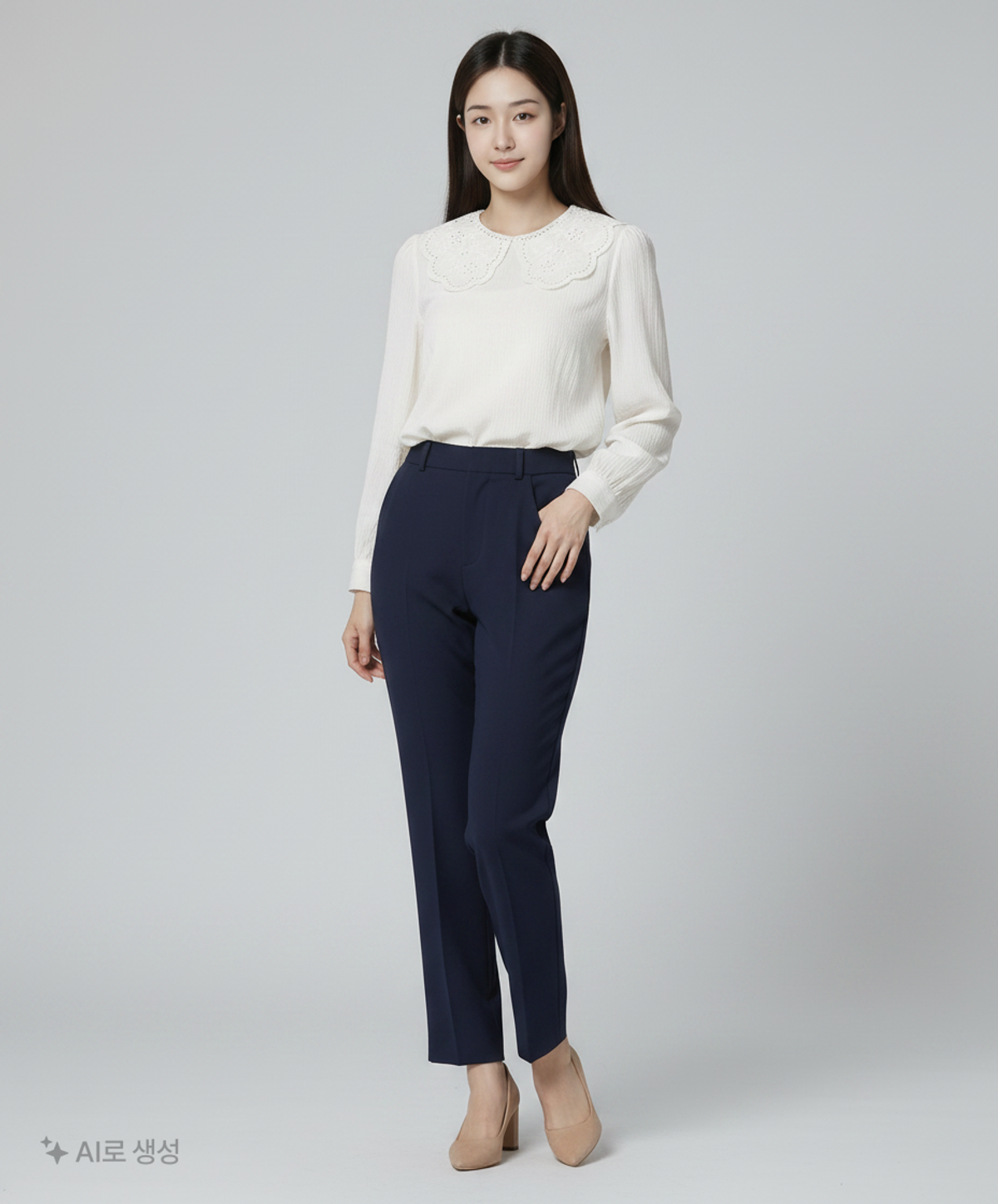 미쏘(MIXXO) 레이스카라 블라우스 MIWBLBT13G S