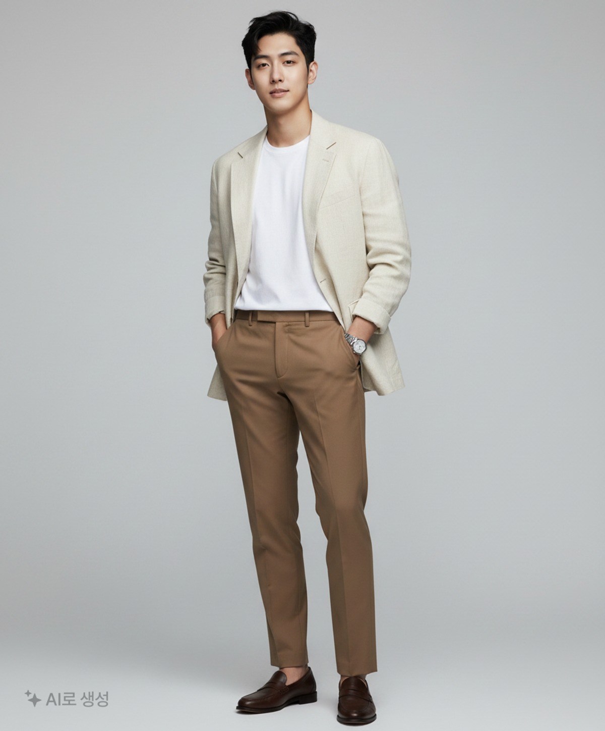 무신사 스탠다드(MUSINSA STANDARD) 라이트웨이트 테이퍼드 히든 밴딩 크롭 슬랙스 [라이트 브라운] 36