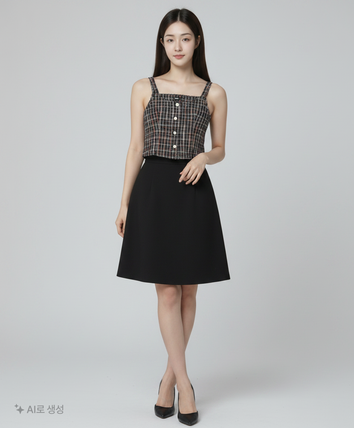 미쏘(MIXXO) 트위드 뷔스티에 블라우스 MIWBNB201G S