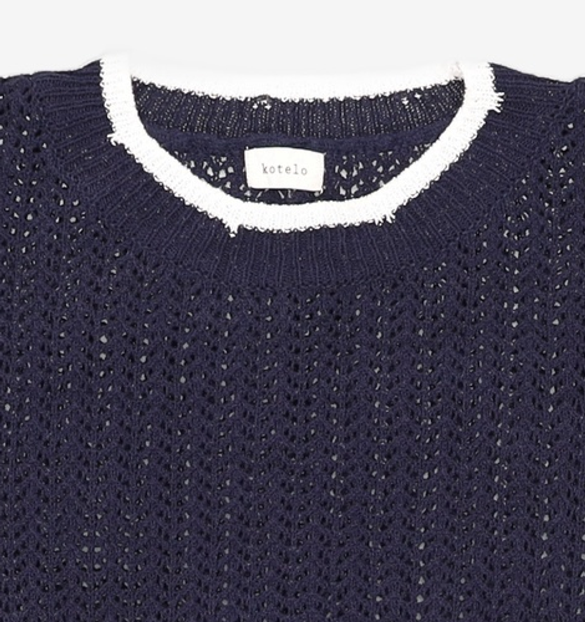 코텔로(KOTELO) Cotton Blended Color Point Crochet Pullover  Navy FREE