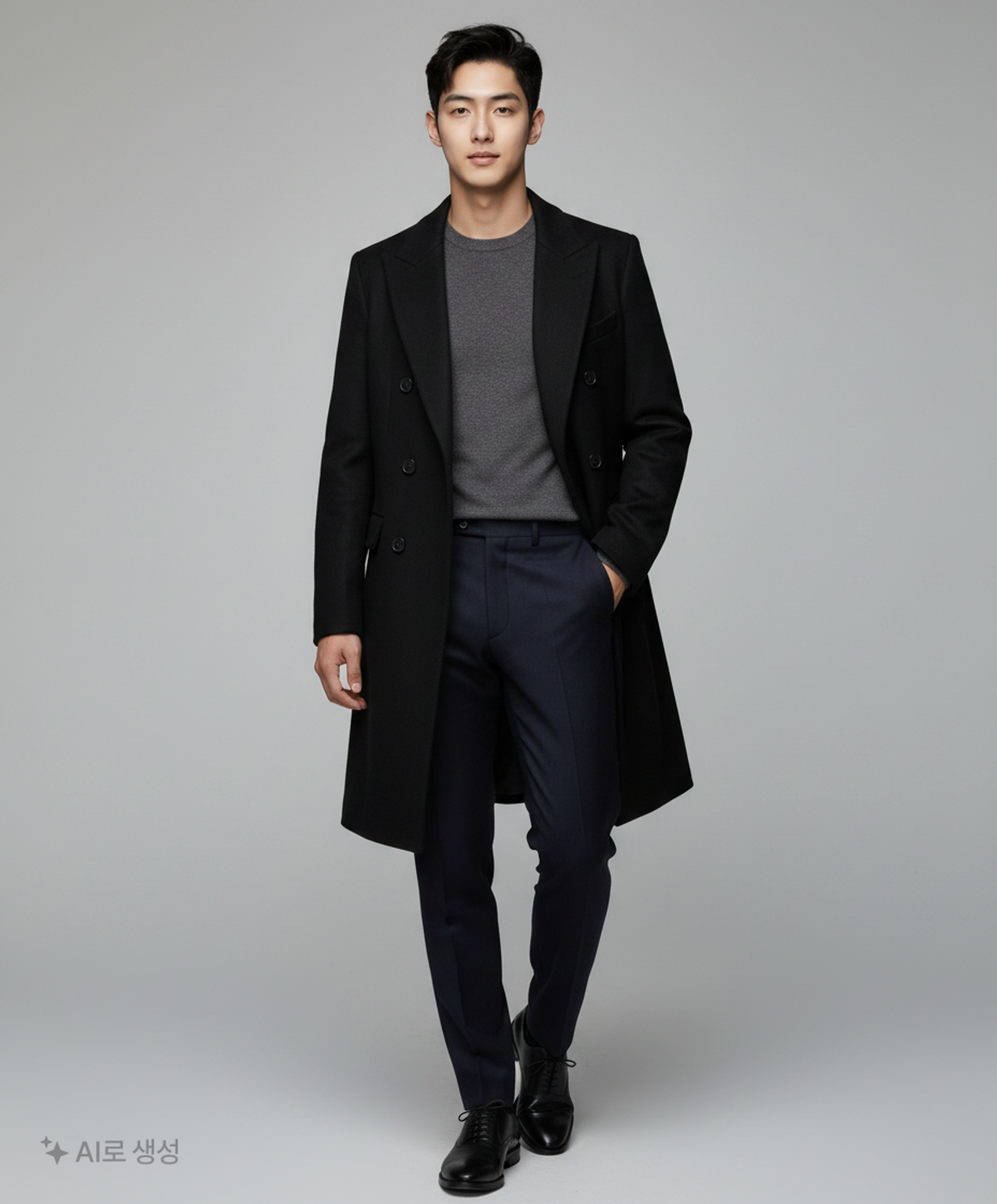 무신사 스탠다드(MUSINSA STANDARD) 캐시미어 블렌드 더블 체스터 코트 [블랙] M