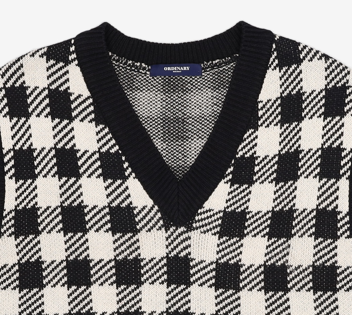 오디너리 홀리데이(ORDINARY HOLIDAY) V넥 체크 베스트 V-NECK CHECK VEST FREE