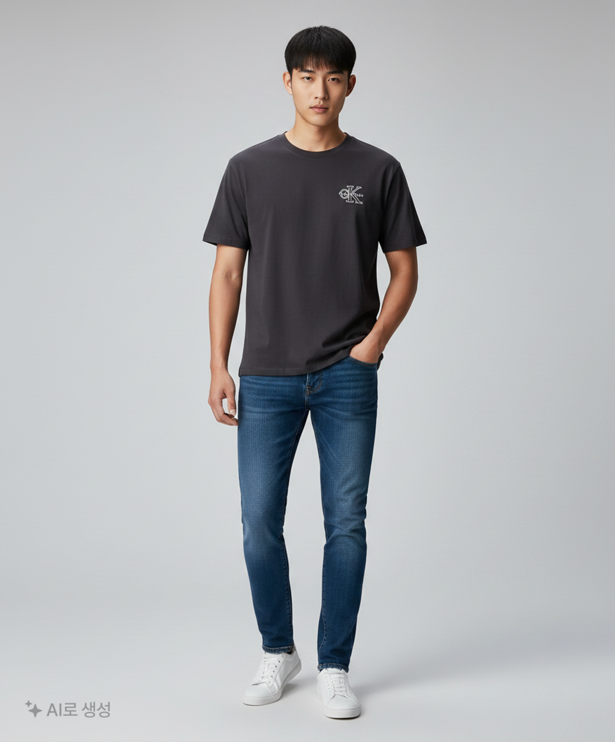 캘빈클라인 진(CALVIN KLEIN JEANS) 남성 릴렉스핏 모노그램 로고 반팔 티셔츠 4RAB821 UB1 L