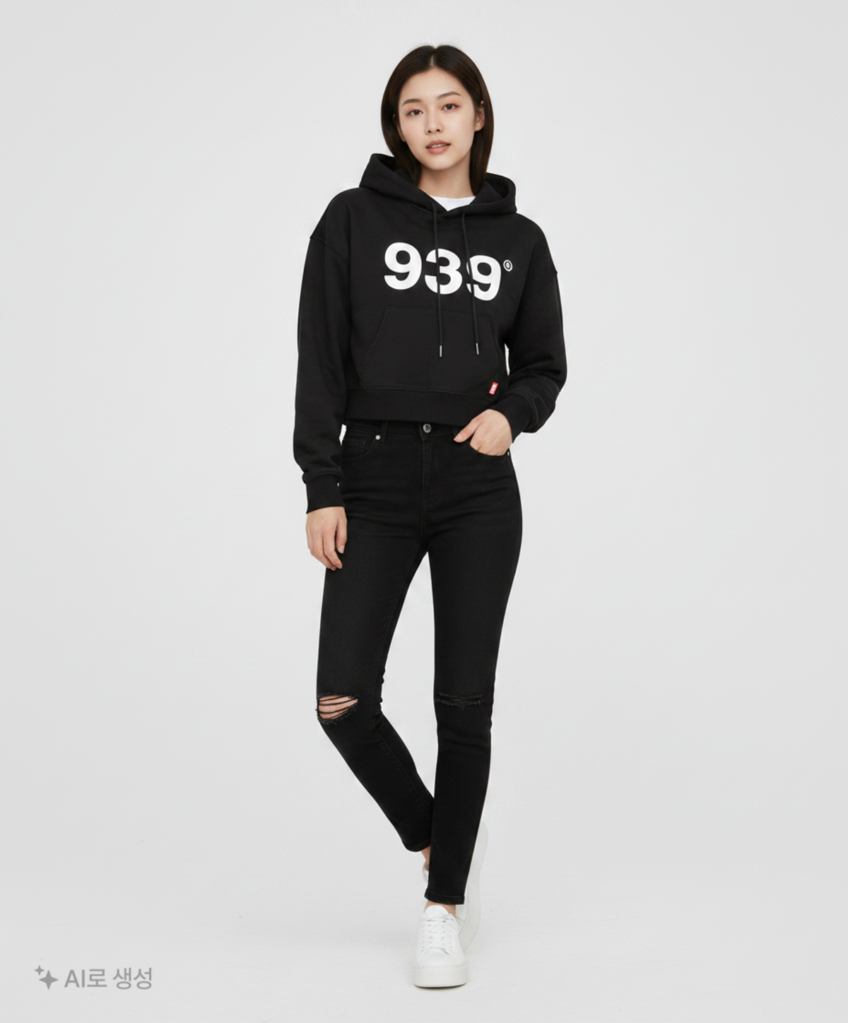 아카이브 볼드(ARCHIVE BOLD) 939 LOGO CROP HOOD (BLACK) FREE