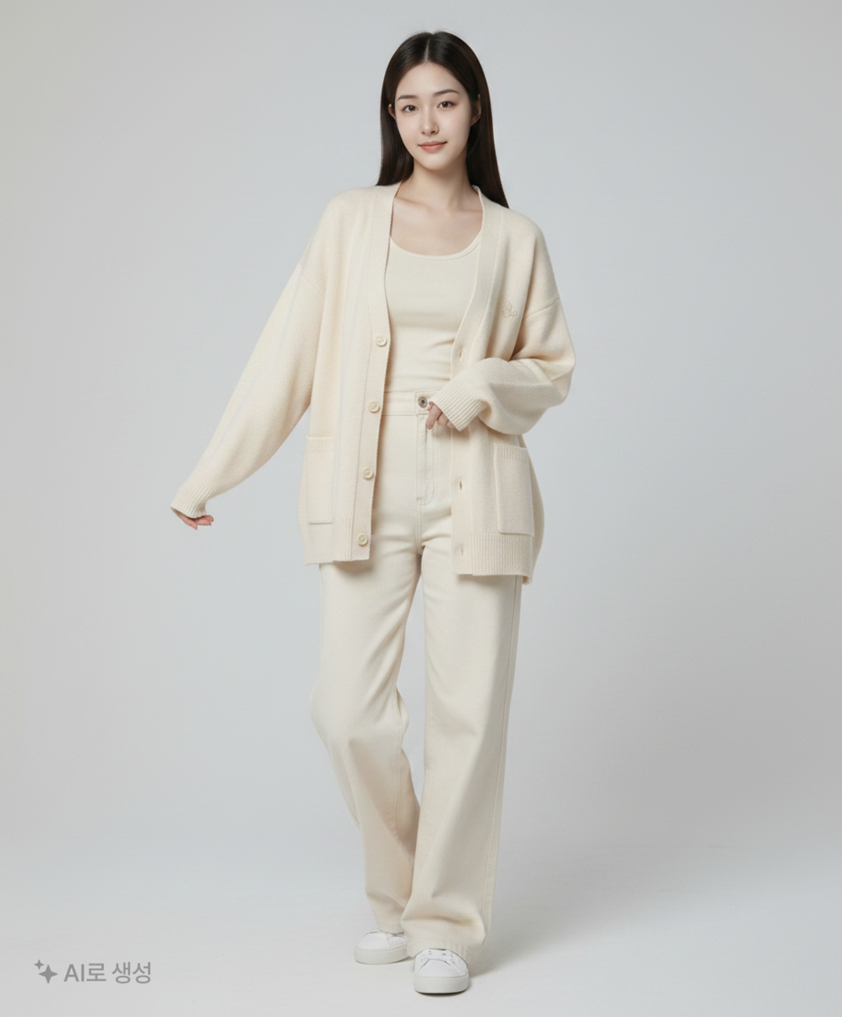 키르시(KIRSH) 스몰 체리 브이넥 가디건 KA [아이보리] 1