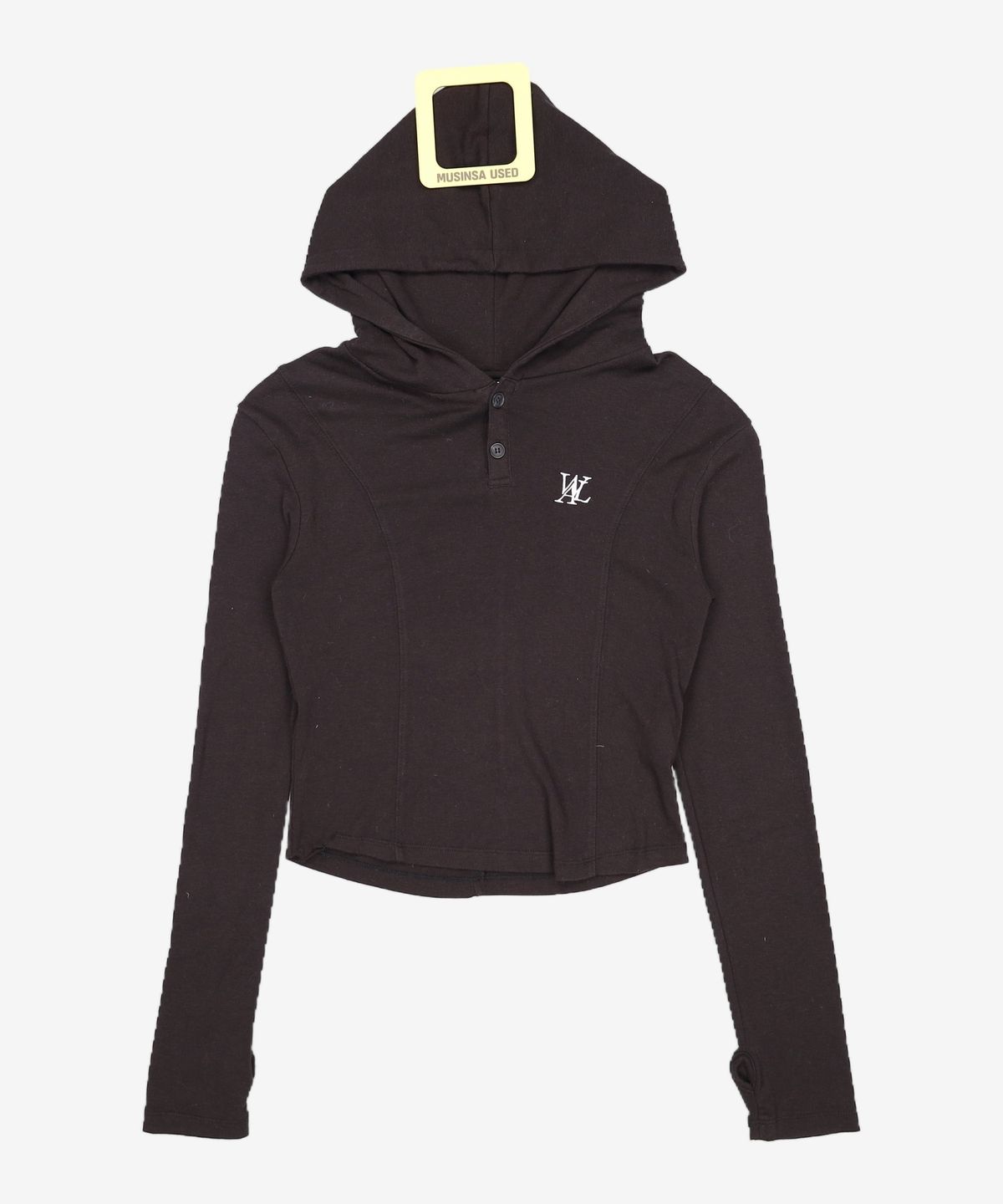 우알롱(WOOALONG) Slim soft warmer hood T-shirt - BLACK S