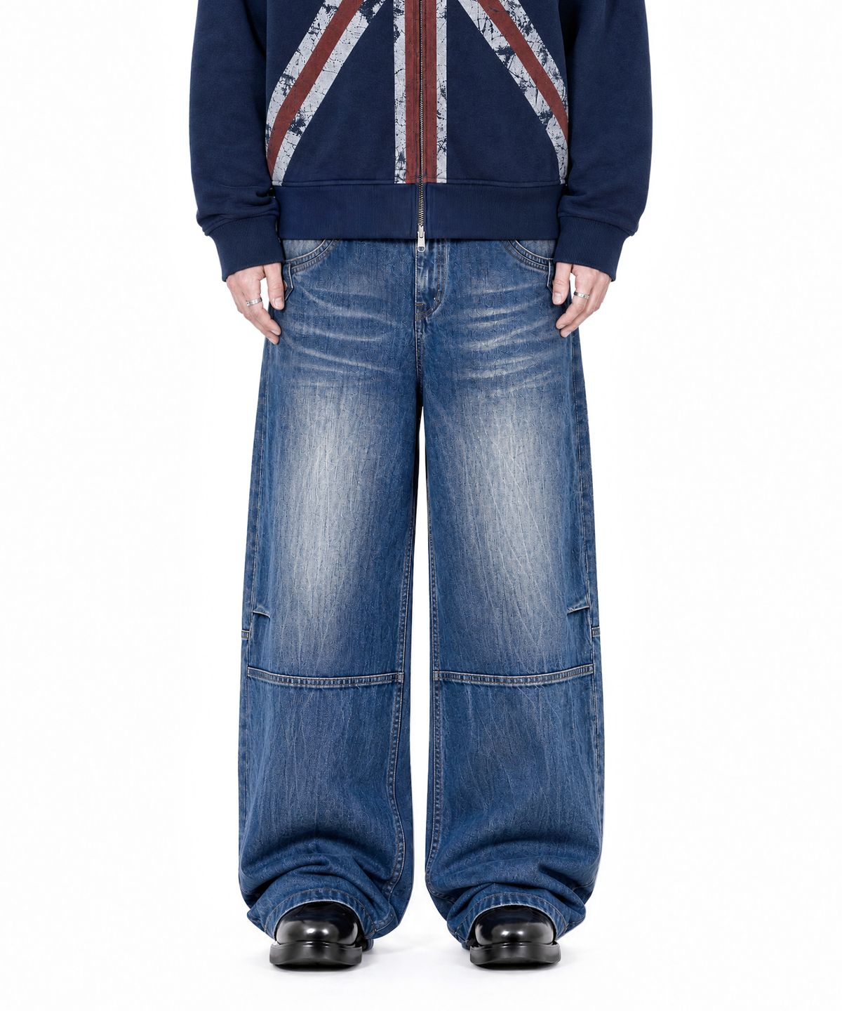 아이돈워너셀(IDWS) Glyph Patch Denim Pants Indigo