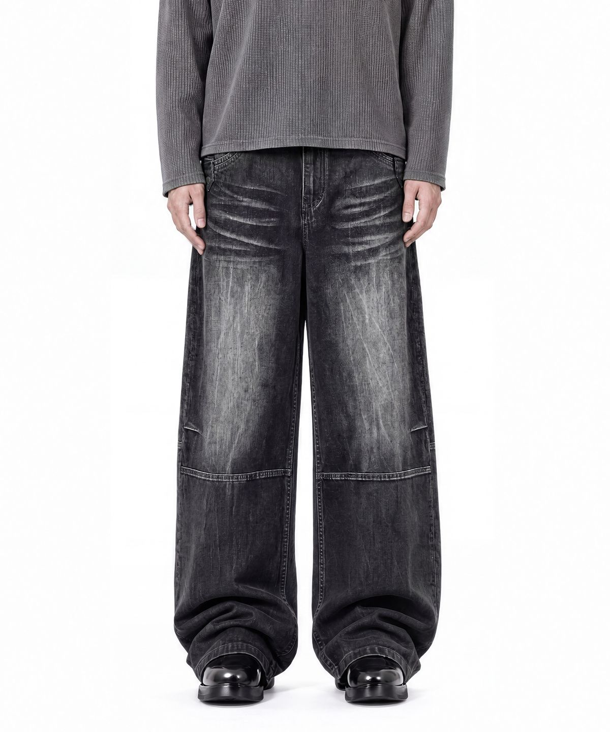 아이돈워너셀(IDWS) Glyph Patch Denim Pants Black