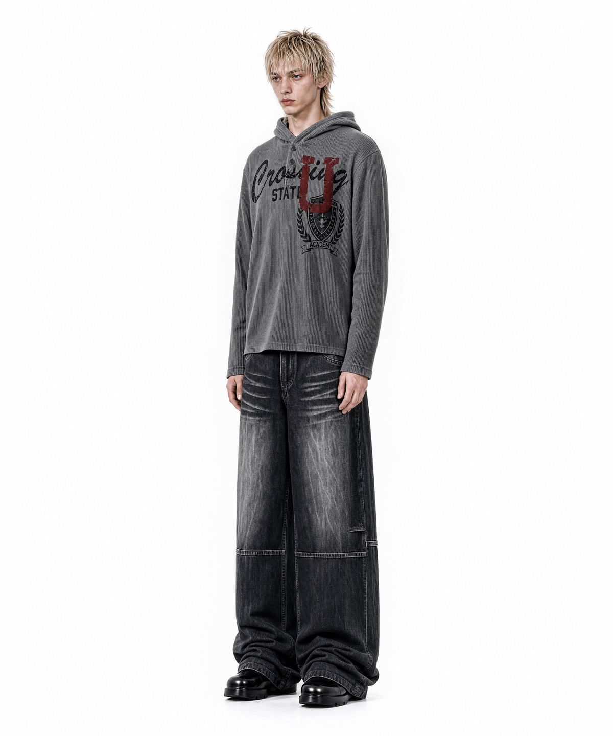 아이돈워너셀(IDWS) Glyph Patch Denim Pants Black