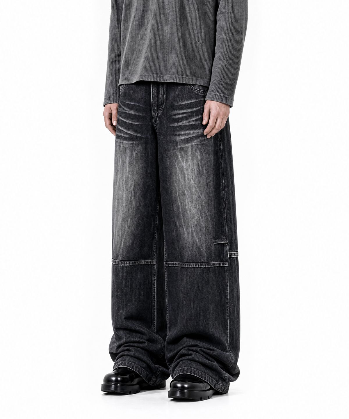 아이돈워너셀(IDWS) Glyph Patch Denim Pants Black